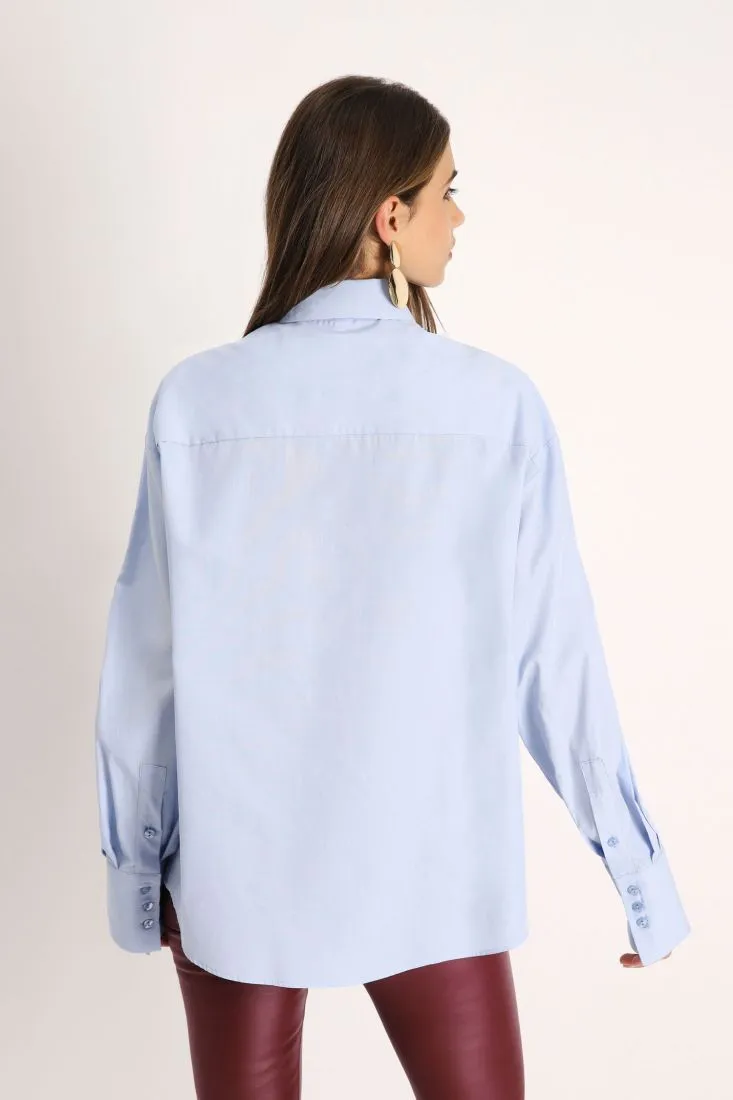Camicia monocolour in puro cotone con fusciacca