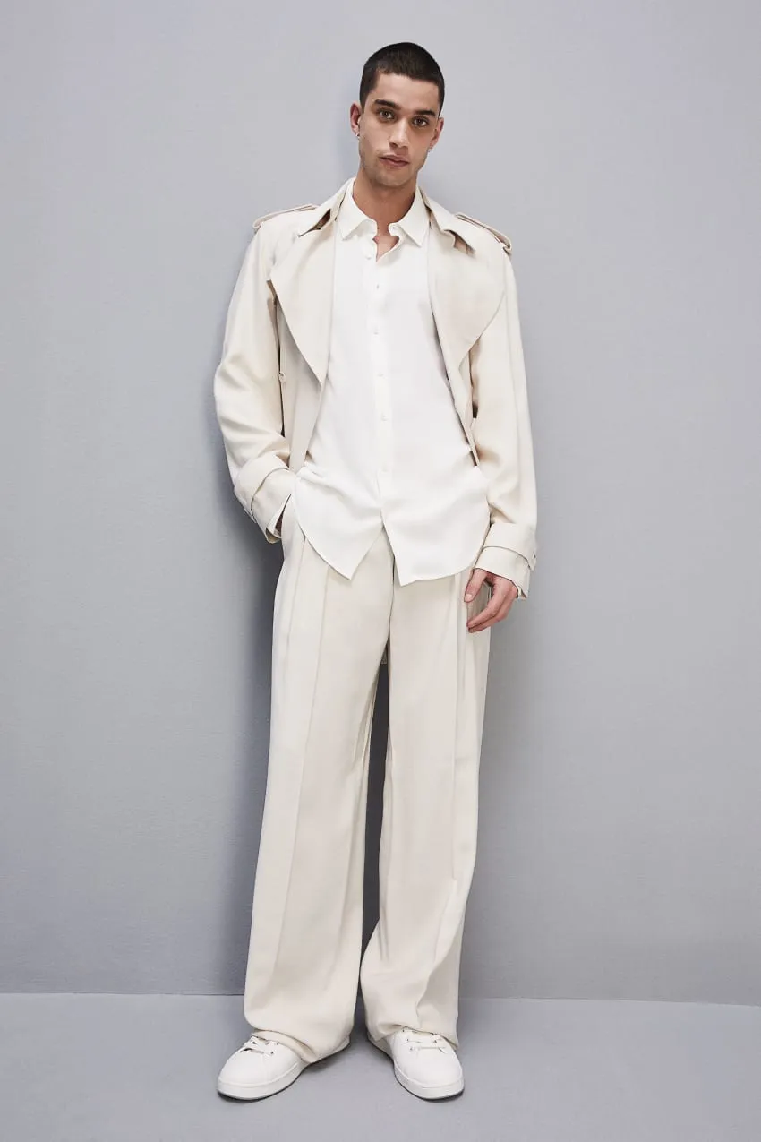Camicia tinta unita In twill di viscosa     