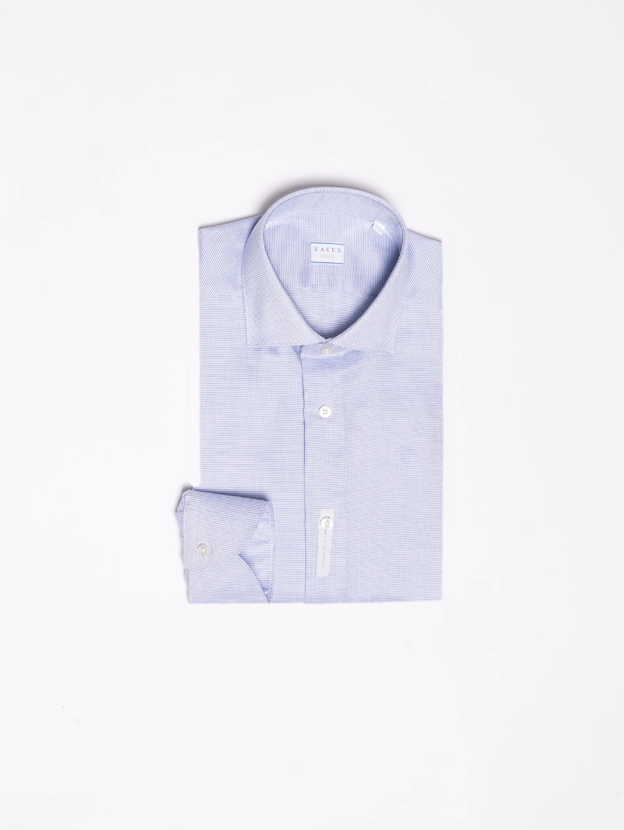 Camicia Wrinkle Free in Micro Fantasia - Blu