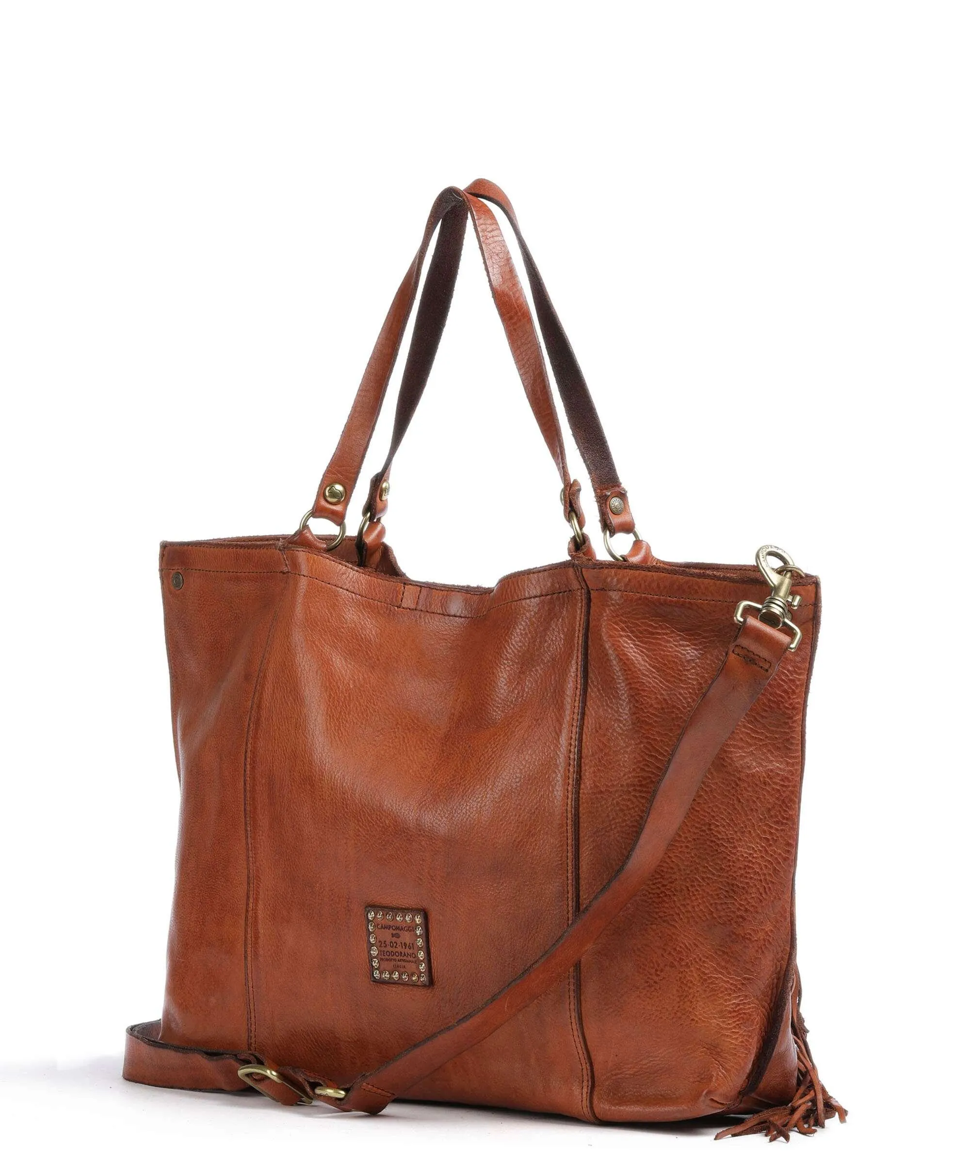  Campomaggi Borsa shopper pelle di vacchetta grana cognac  