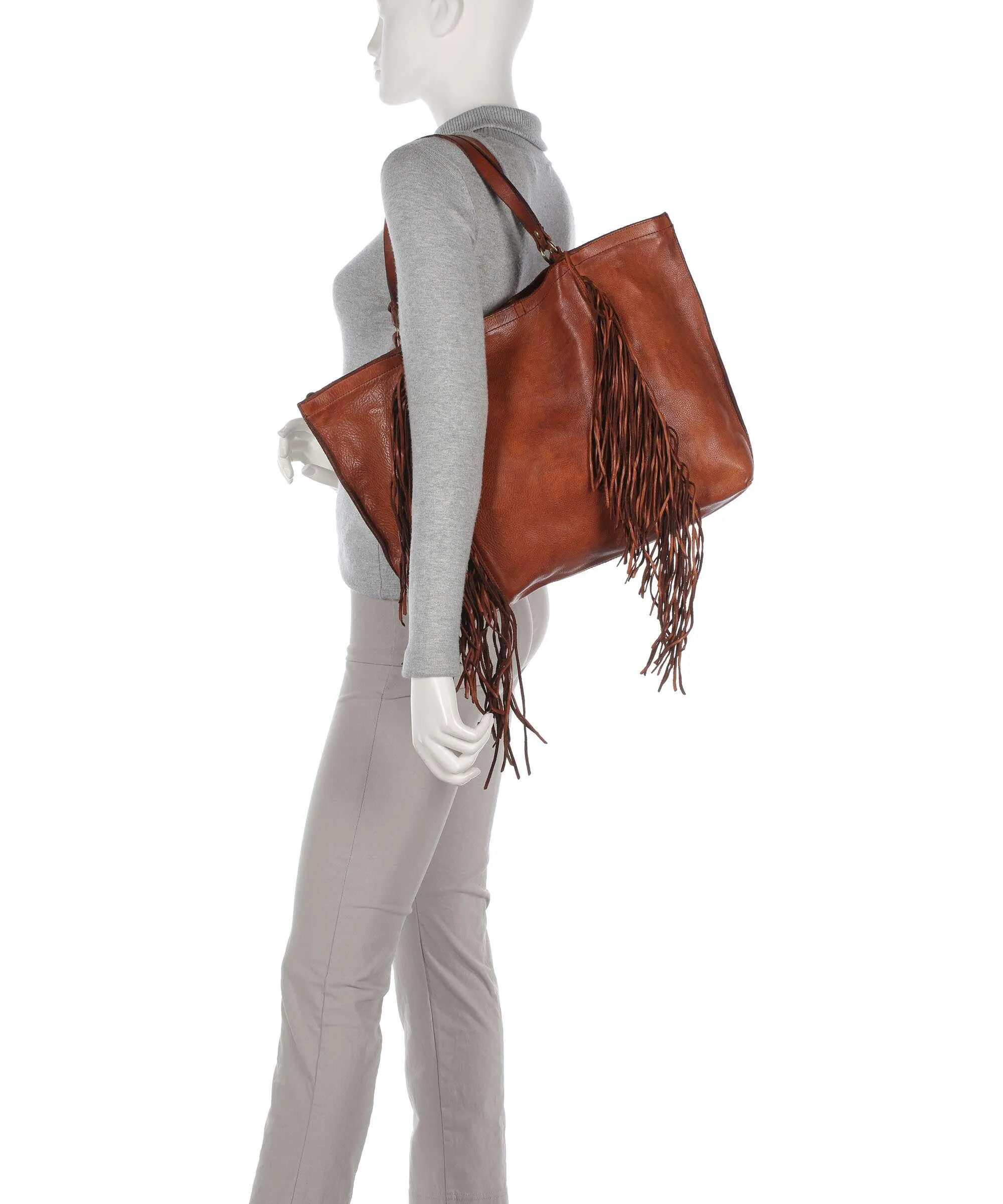  Campomaggi Borsa shopper pelle di vacchetta grana cognac  