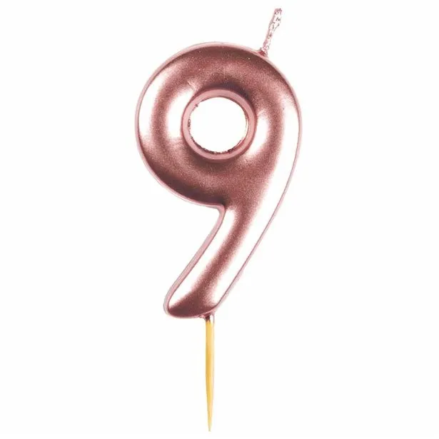 Candela per torta numero 9 oro rosa metallizzato