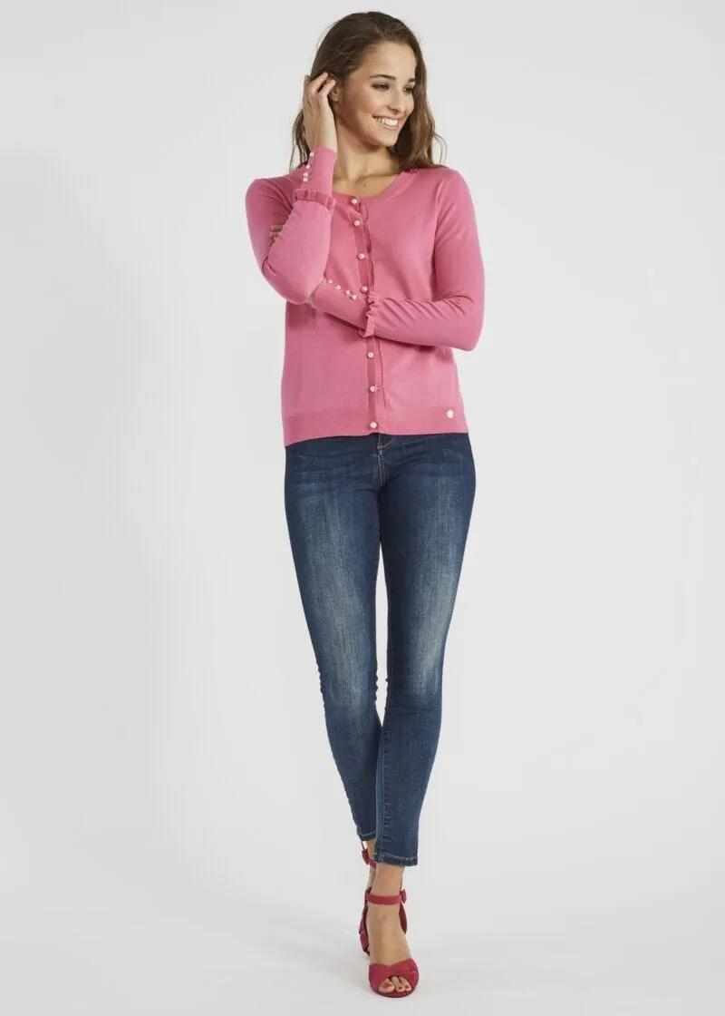 Cardigan con bottoni effetto perla