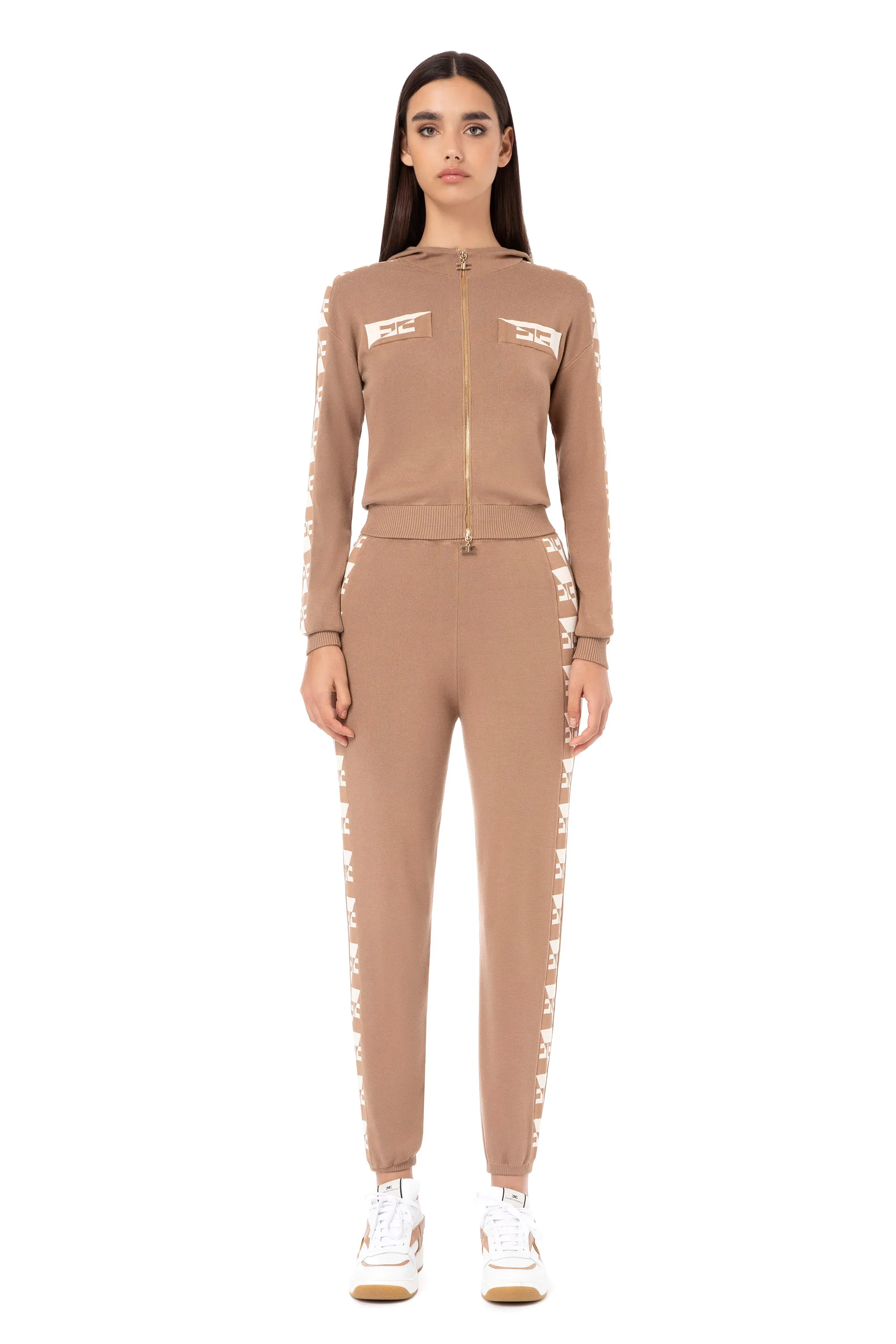 Cardigan corto bande logate