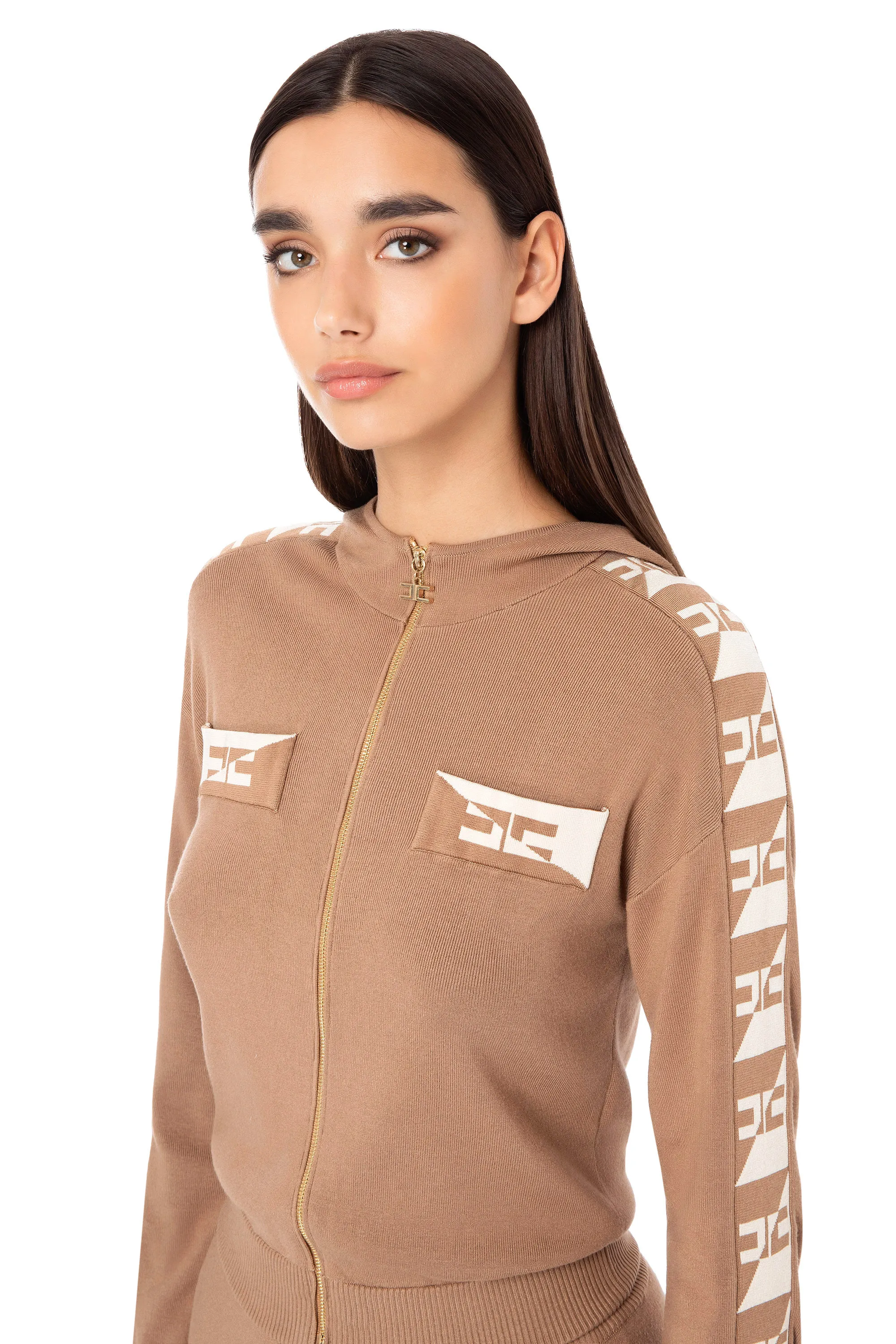Cardigan corto bande logate