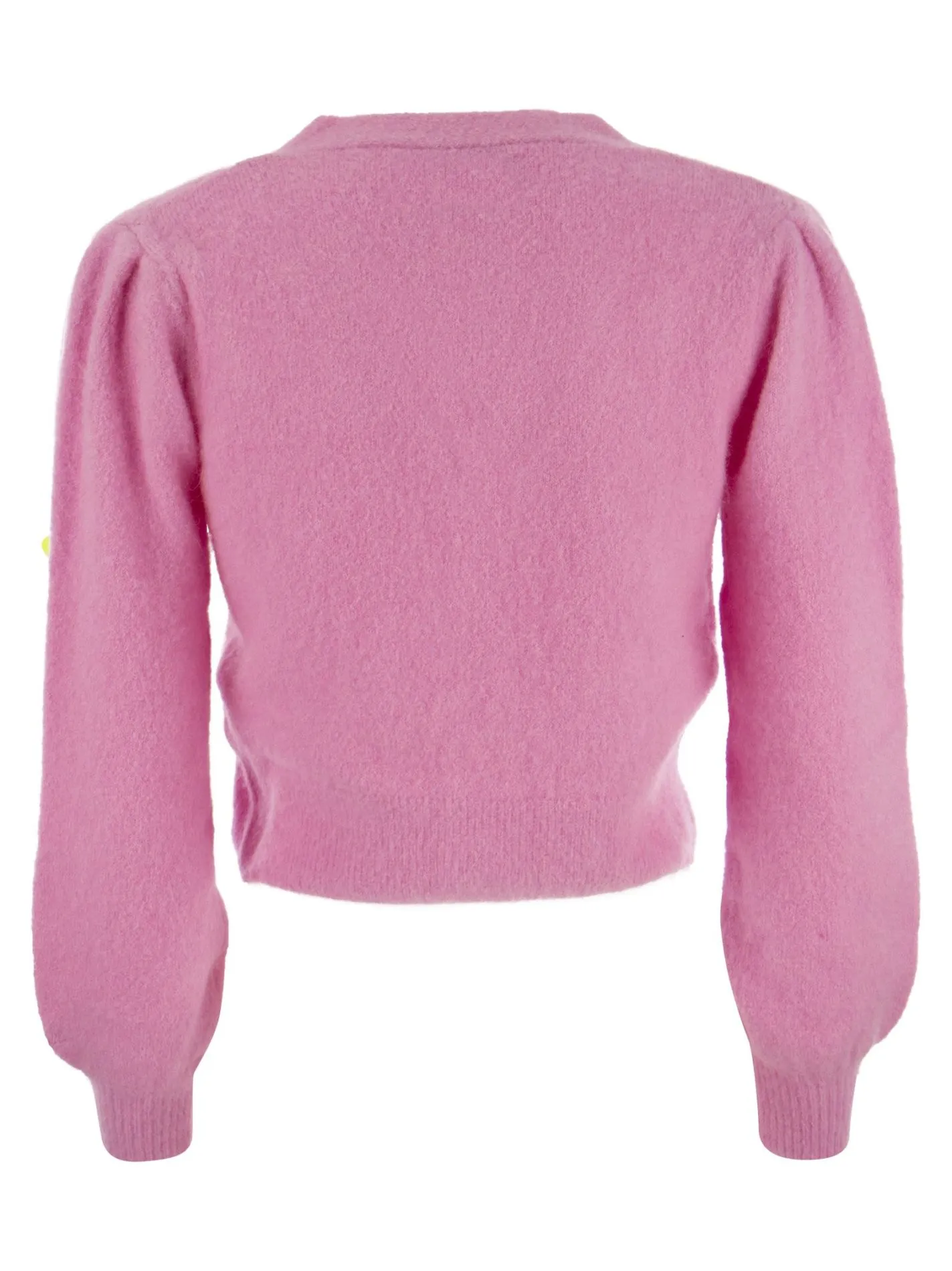 Cardigan crop in maglia spazzolata e cappellini