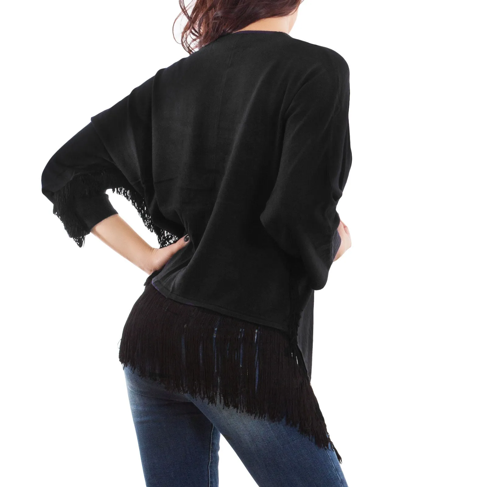 Cardigan donna coprispalle frange XD-1660