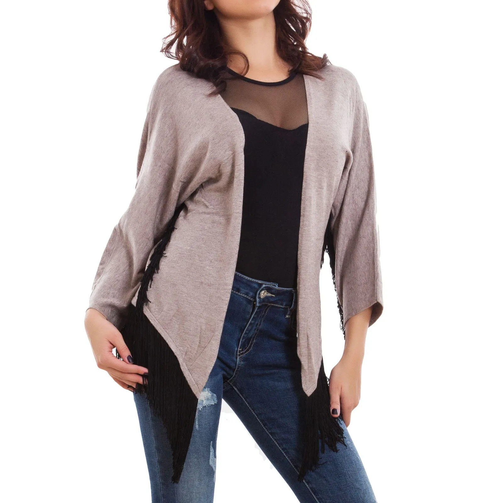 Cardigan donna coprispalle frange XD-1660