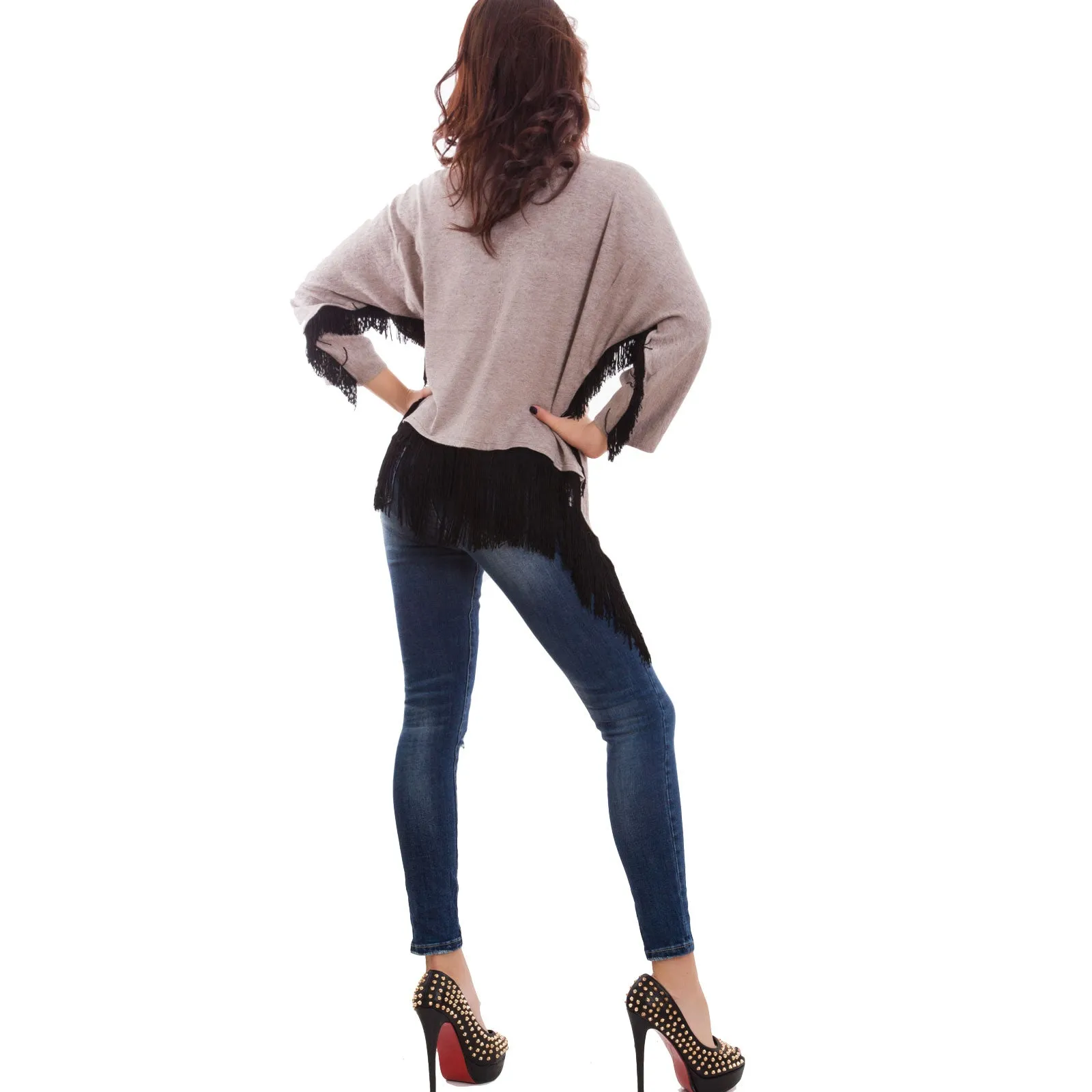 Cardigan donna coprispalle frange XD-1660
