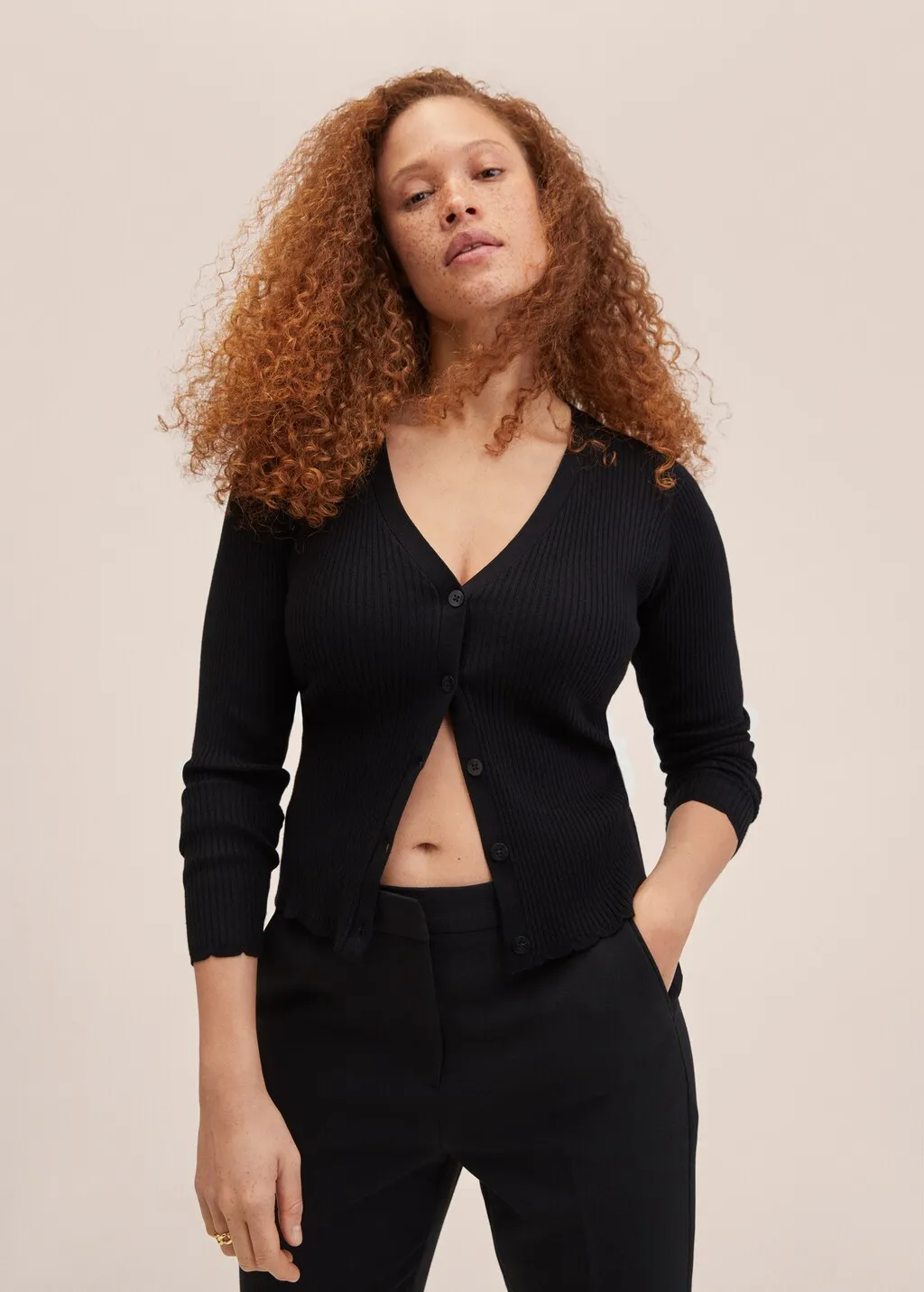 Cardigan maglia a coste