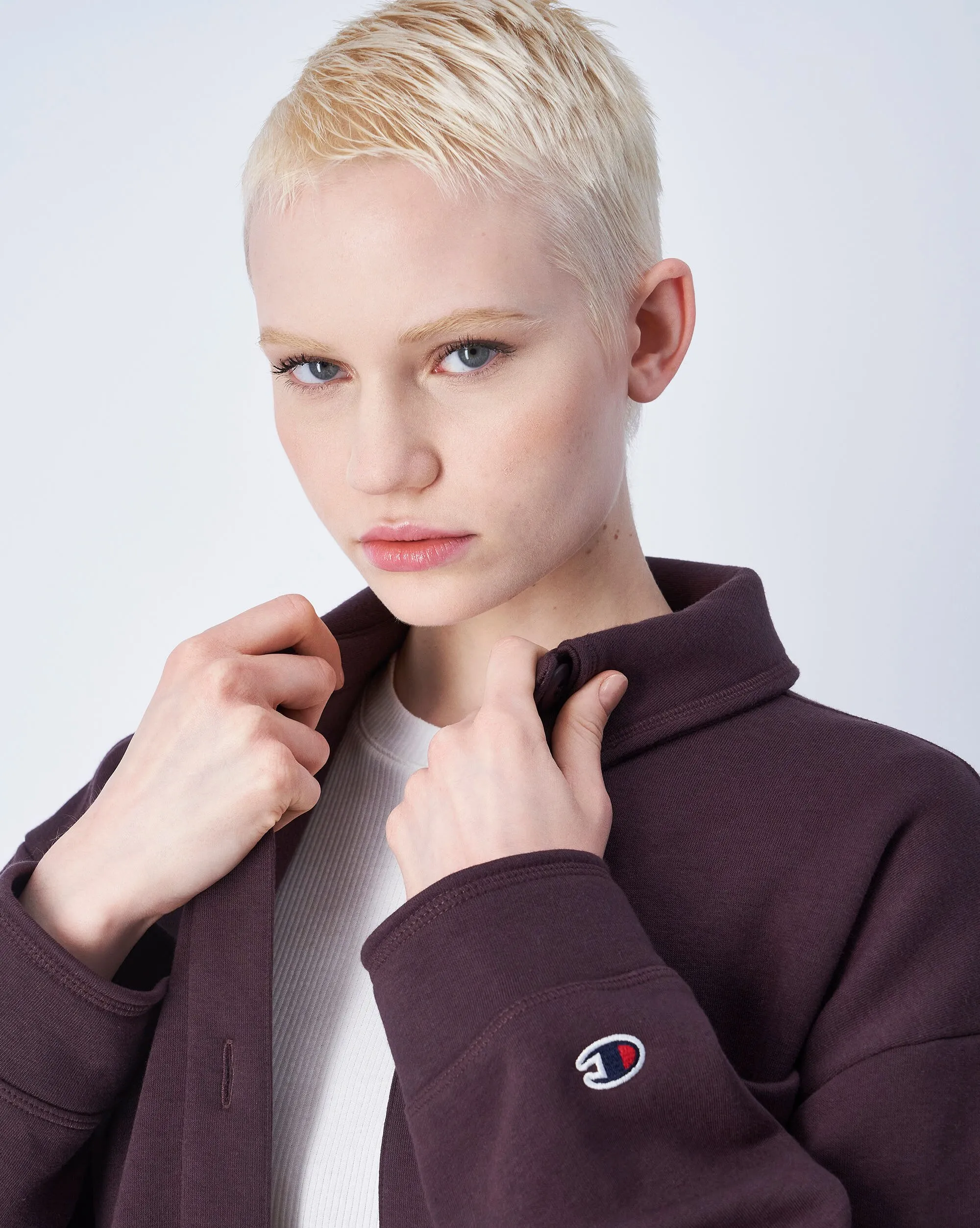 Champion Felpa Con Colletto e Bottoni Marrone Donna
