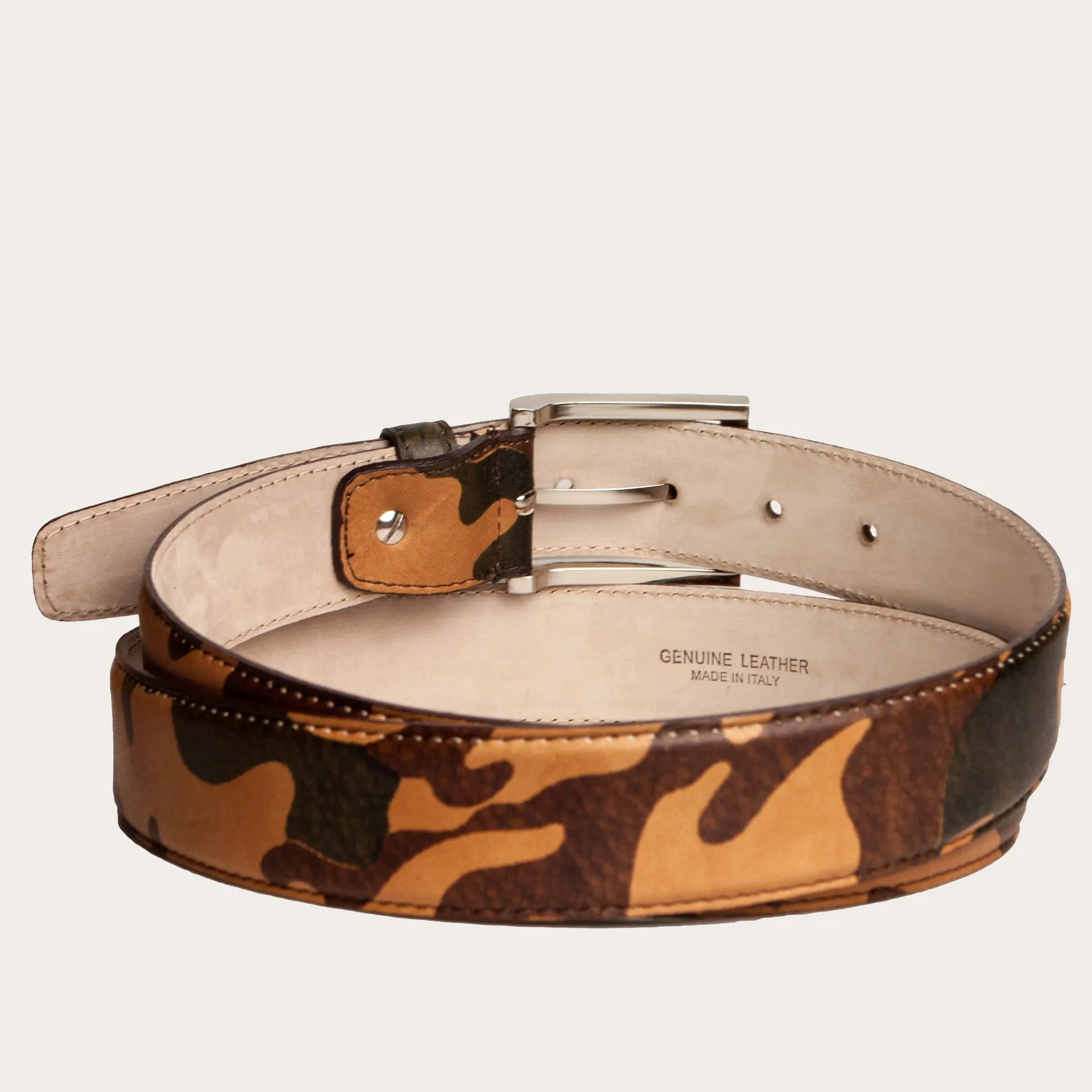 Cintura camouflage in vitello