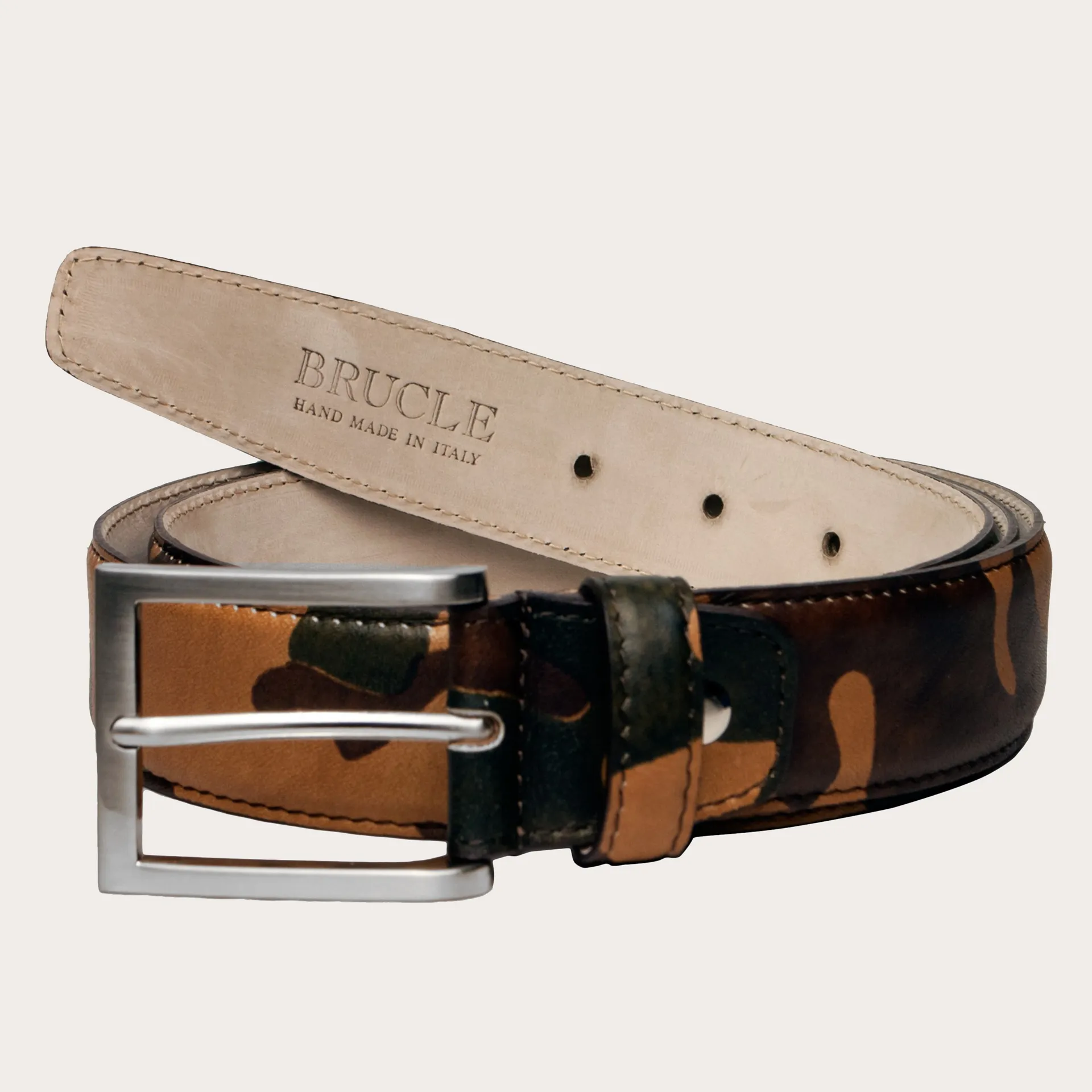 Cintura camouflage in vitello