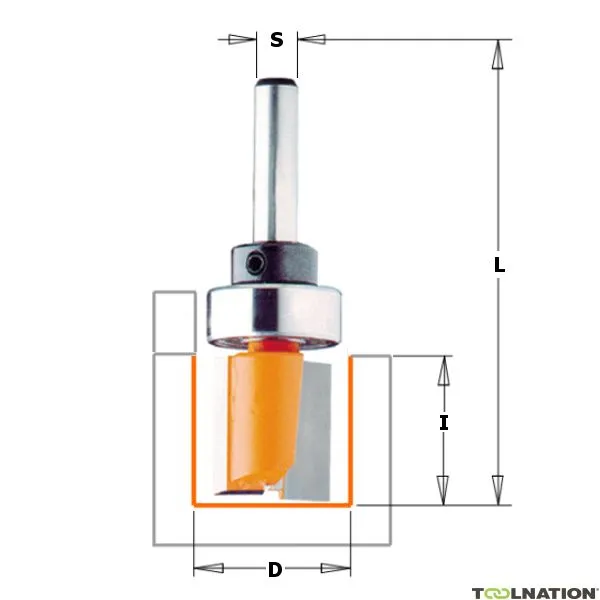 CMT 911.22011B 22 mm Fresa per scanalature con gambo per cuscinetti 8 mm