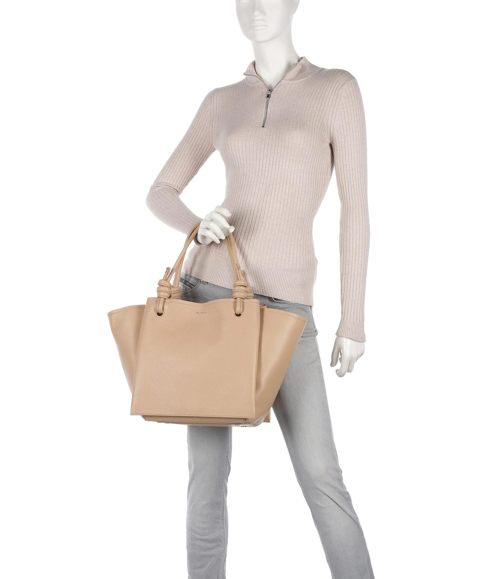  Coccinelle Allure Borsa shopper pelle granulata beige  