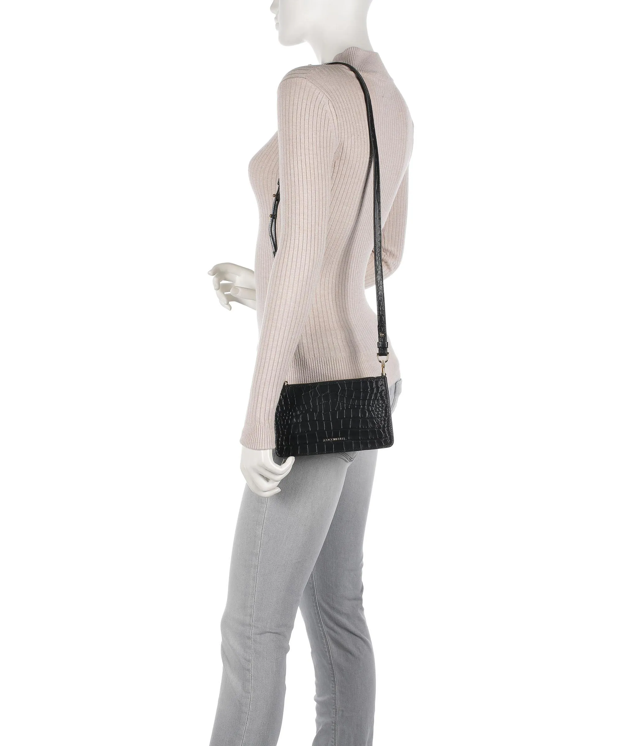  Coccinelle Arya Croco Soft Borsa a tracolla pelle in rilievo nero  