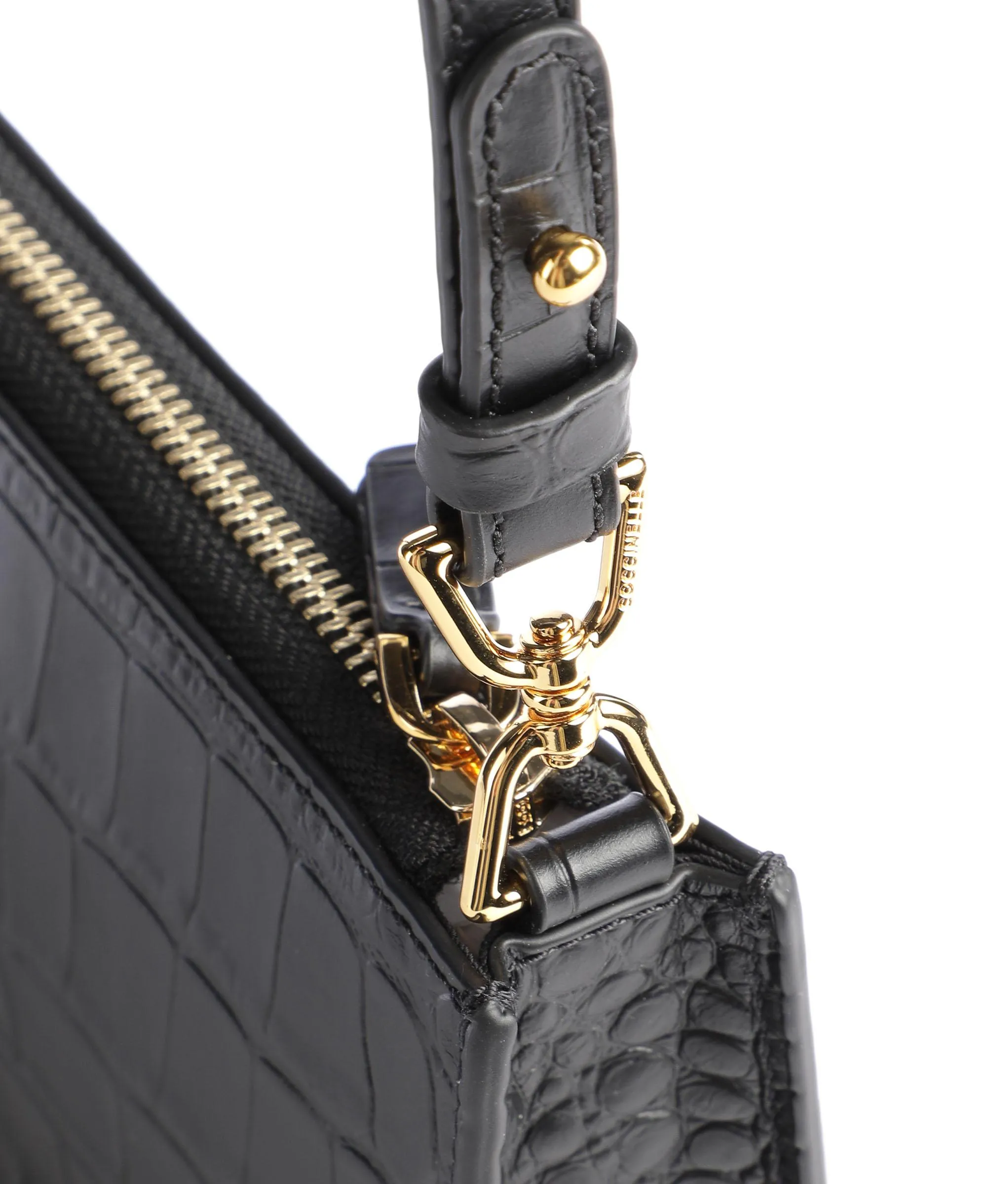 Coccinelle Arya Croco Soft Borsa a tracolla pelle in rilievo nero  