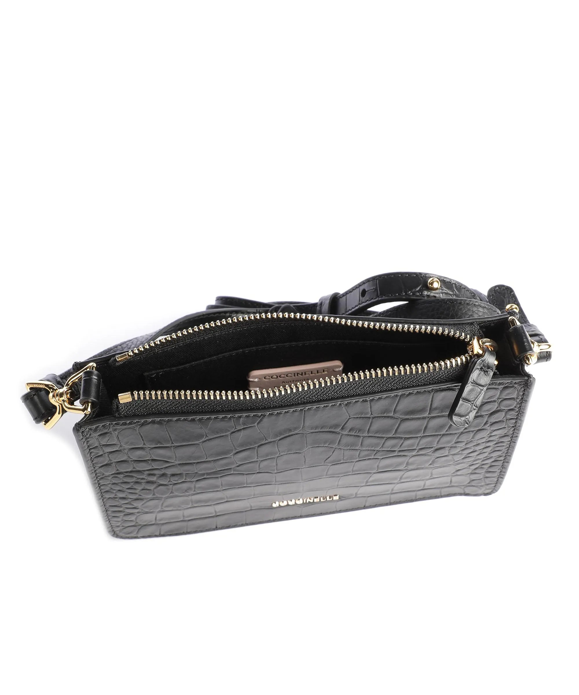  Coccinelle Arya Croco Soft Borsa a tracolla pelle in rilievo nero  