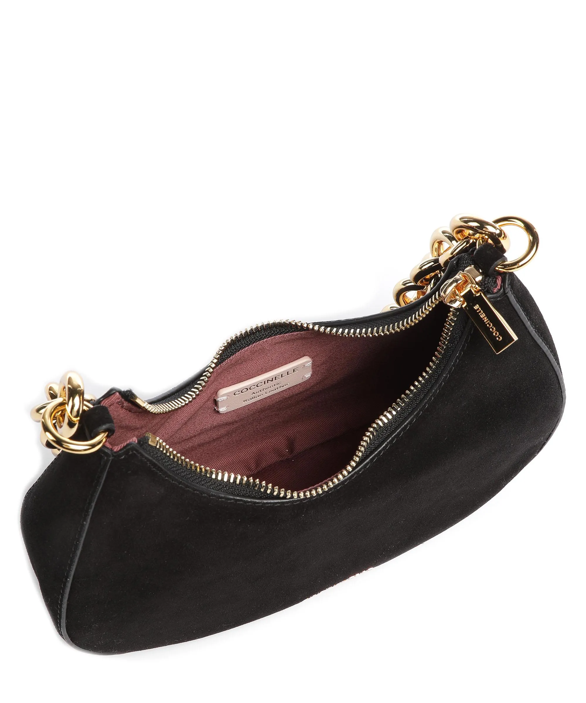  Coccinelle Carrie Chain Borsa a spalla pelle ruvida nero  