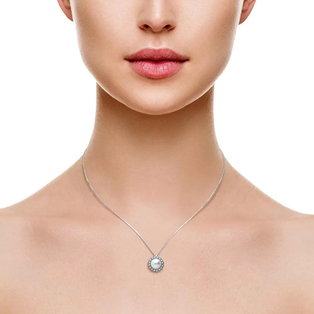 Collana Gold Pearls Oro Bianco 750/1000 Maglia Veneziana Perla D'Acqua Dolce Bianco Diamante Bianco 0,12 ct 40 + 2 cm 1664973