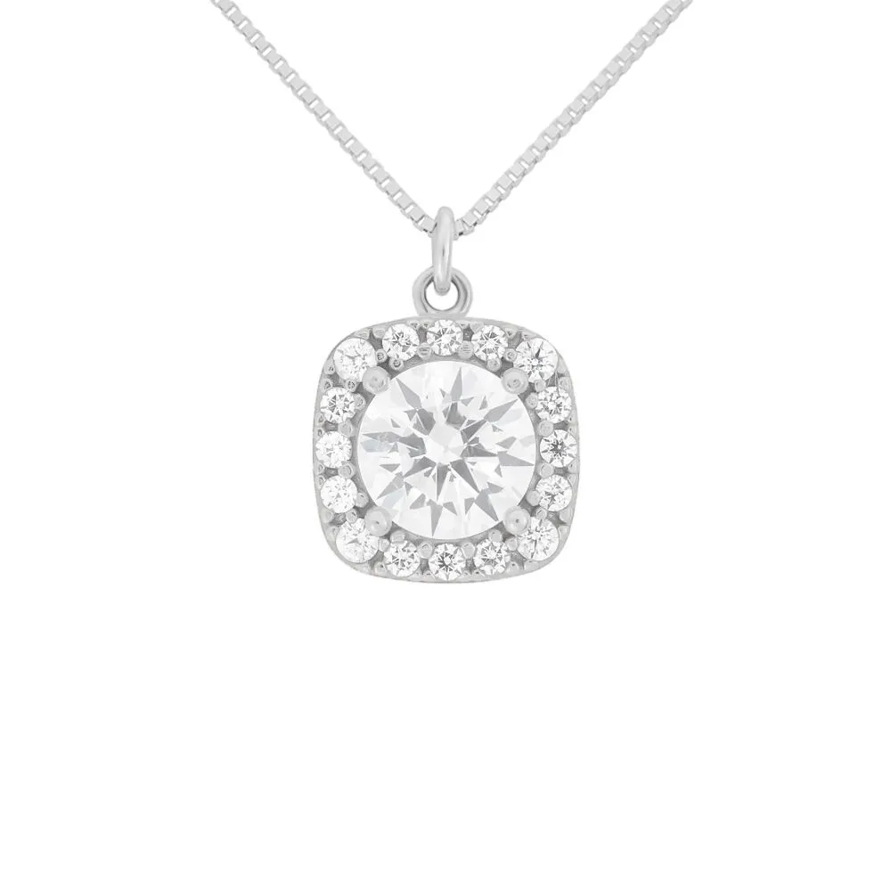 Collana Punto Luce Quadrato Claire Oro Bianco 375/1000 Maglia Veneziana Cubic Zirconia Bianco 40 + 2 cm 1412248