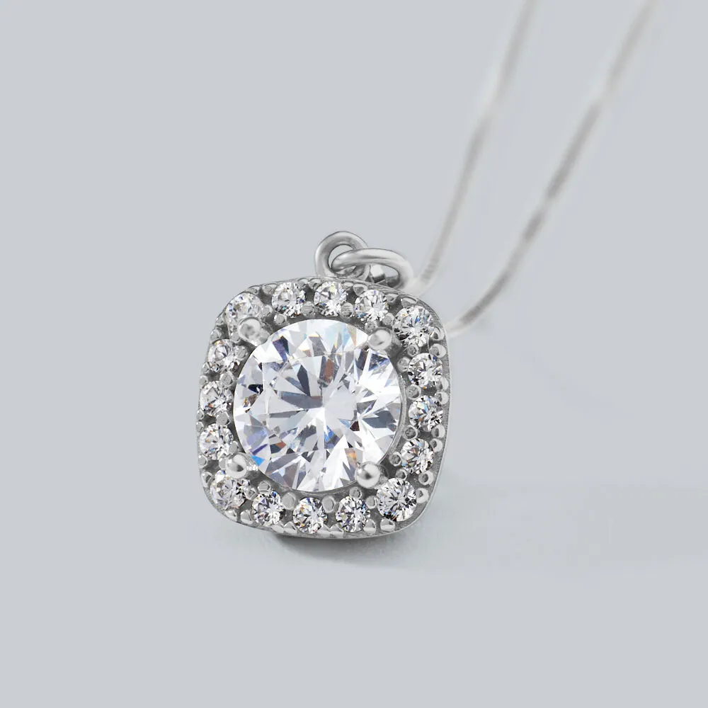 Collana Punto Luce Quadrato Claire Oro Bianco 375/1000 Maglia Veneziana Cubic Zirconia Bianco 40 + 2 cm 1412248