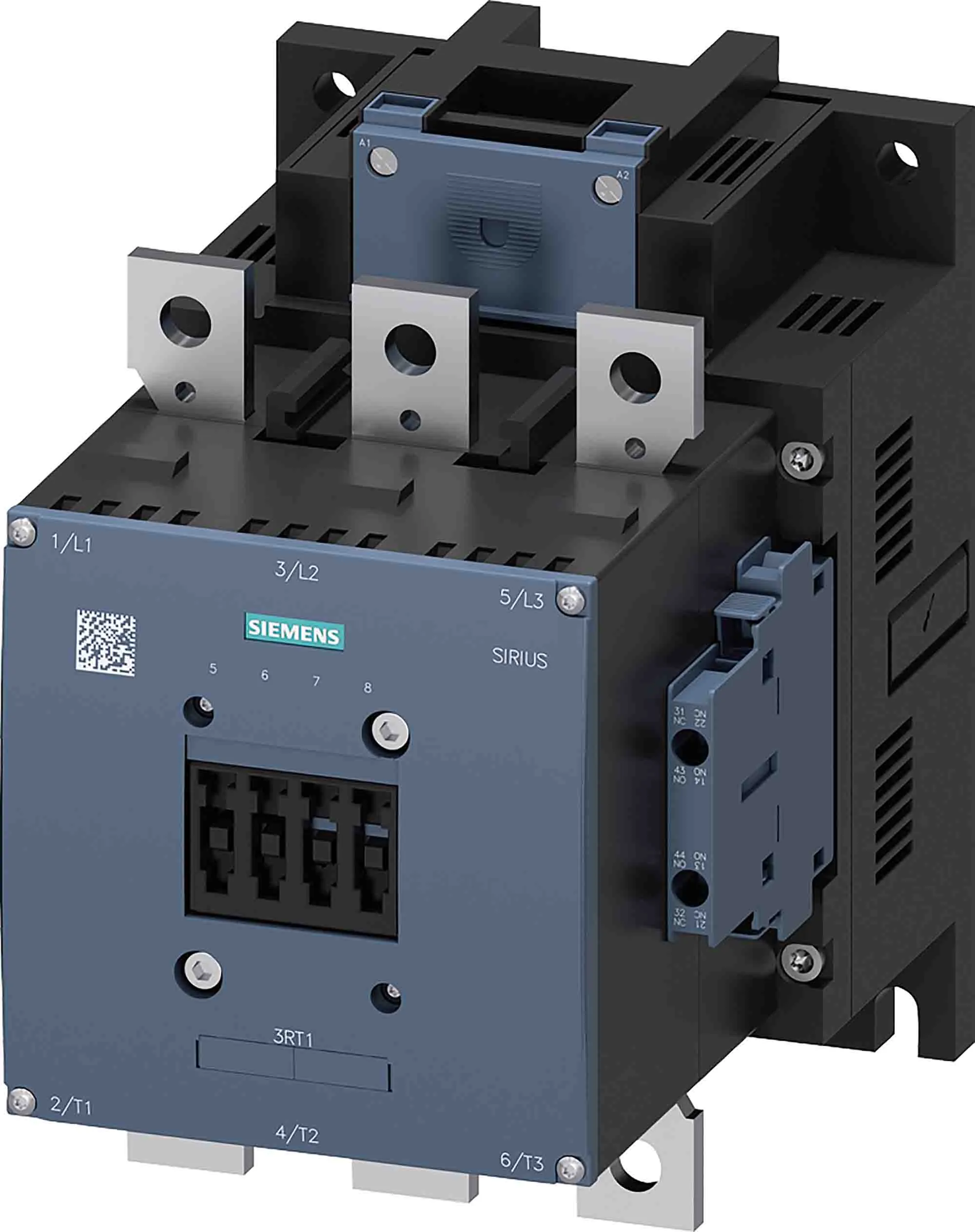 Contattore Siemens, serie Size S10, 3RT1, 3 poli, 2 NO + 2 NC, 300 A, 160 kW, bobina 127 V