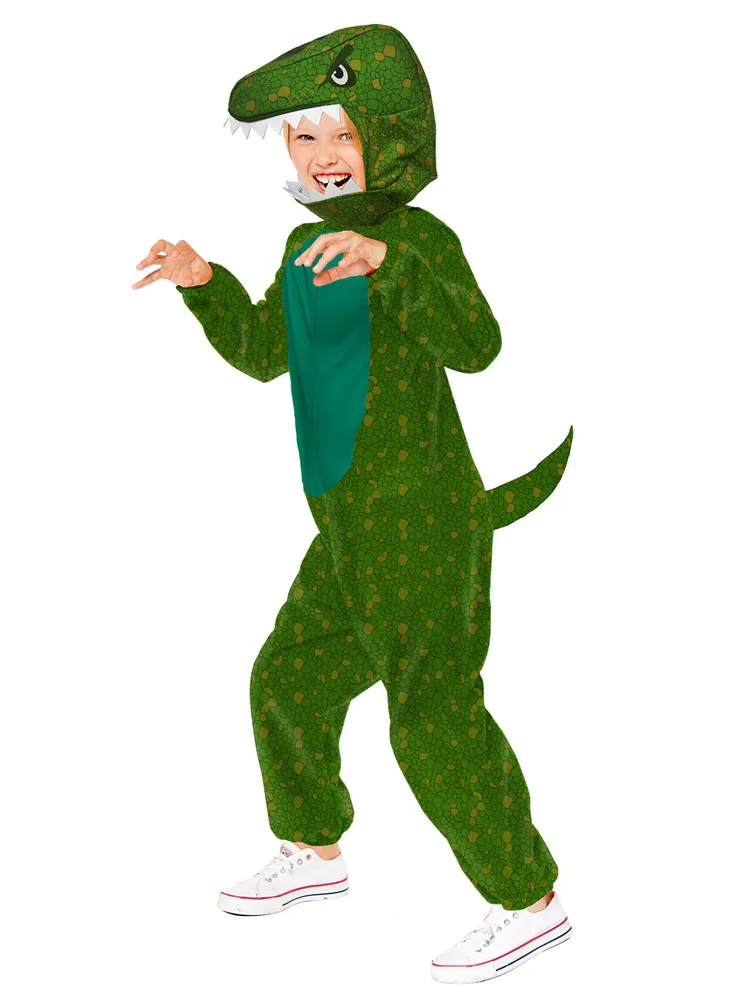 Costume per bambini con tuta da dinosauro verde
