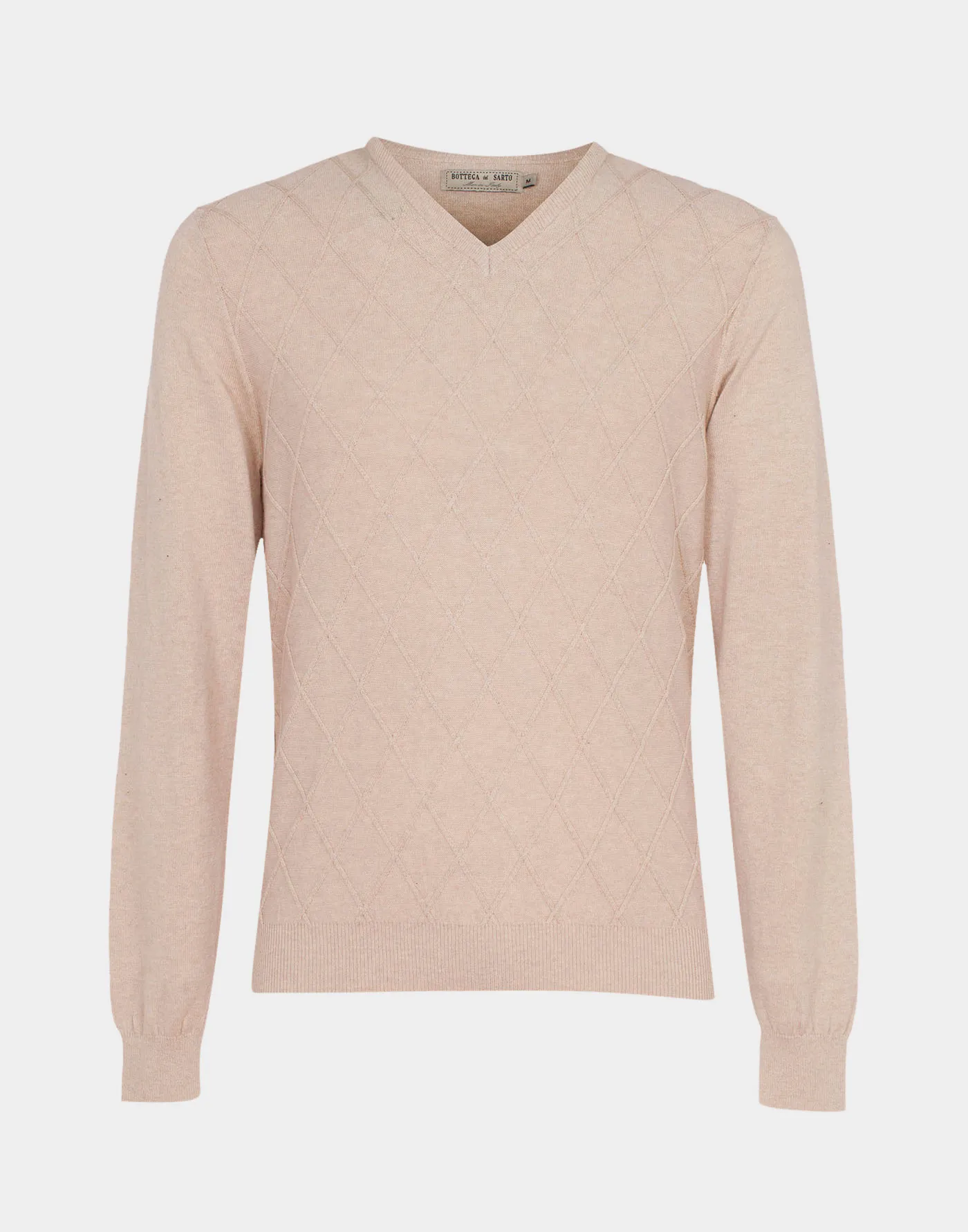 Cotton and Cashmere V-neck pullover with diamond design