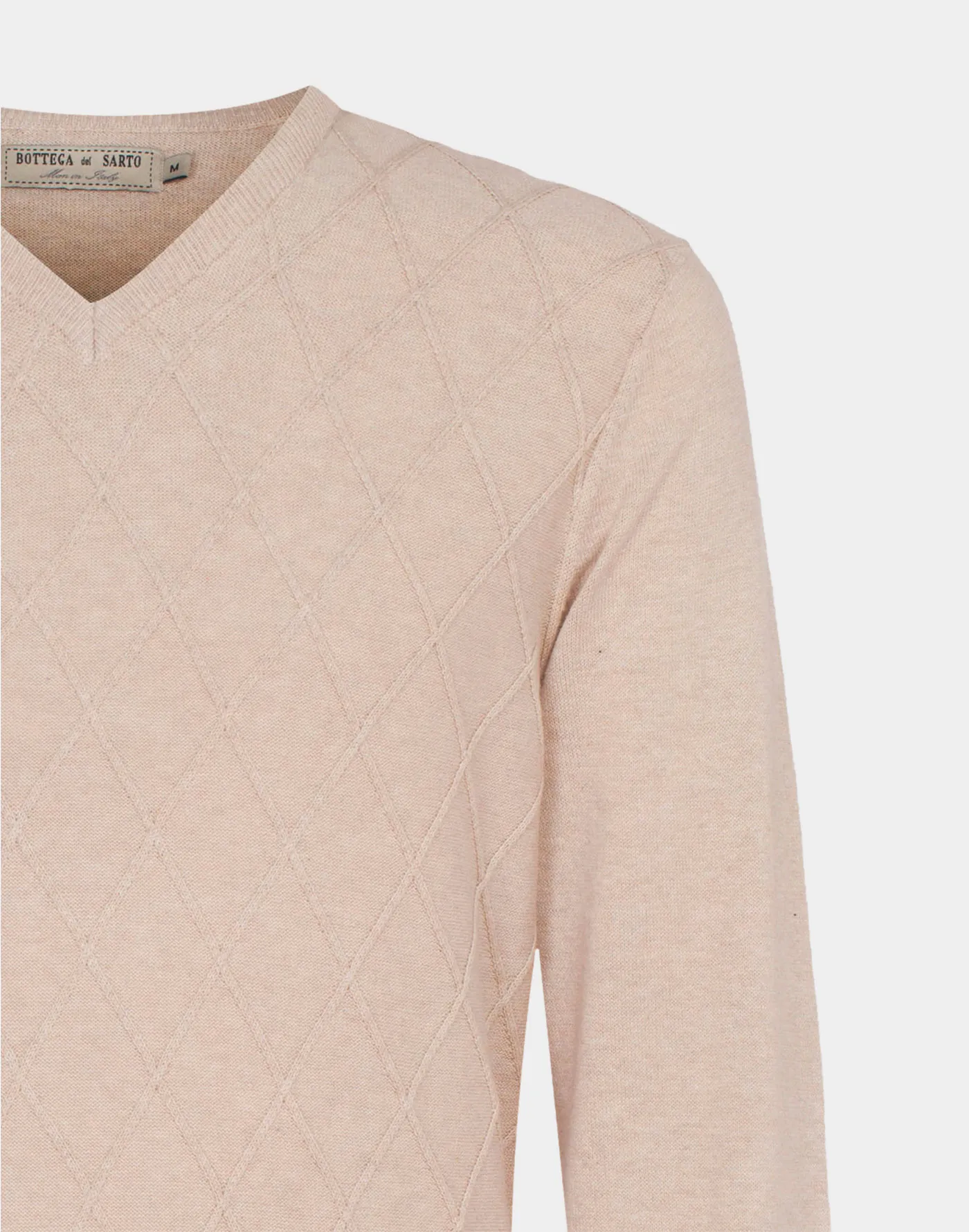 Cotton and Cashmere V-neck pullover with diamond design