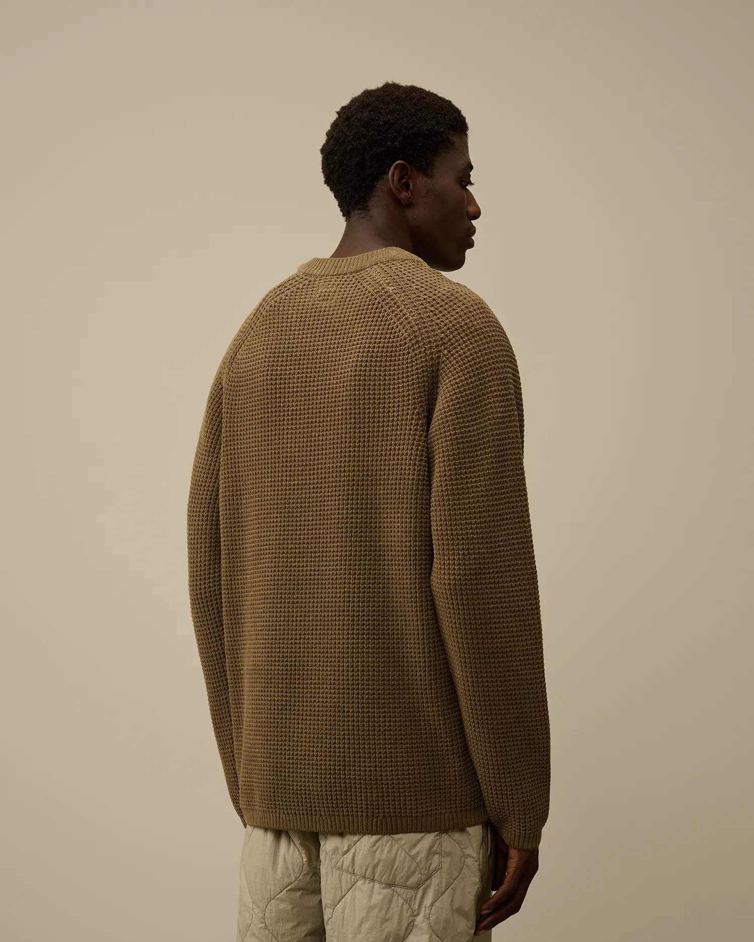 Cotton Chenille Crewneck Waffle Knit
