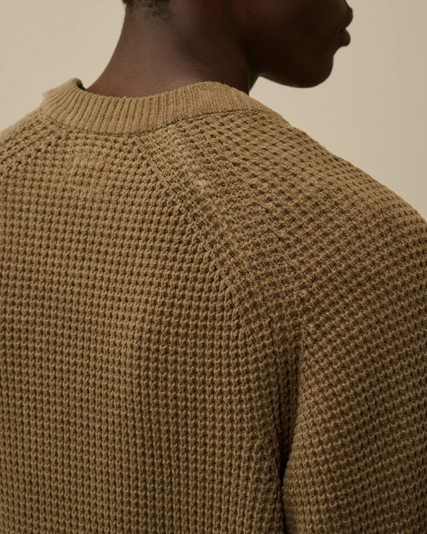 Cotton Chenille Crewneck Waffle Knit