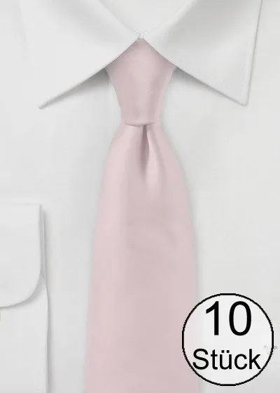 Cravatta business alla moda in tinta unita rosa blush - confezione da dieci