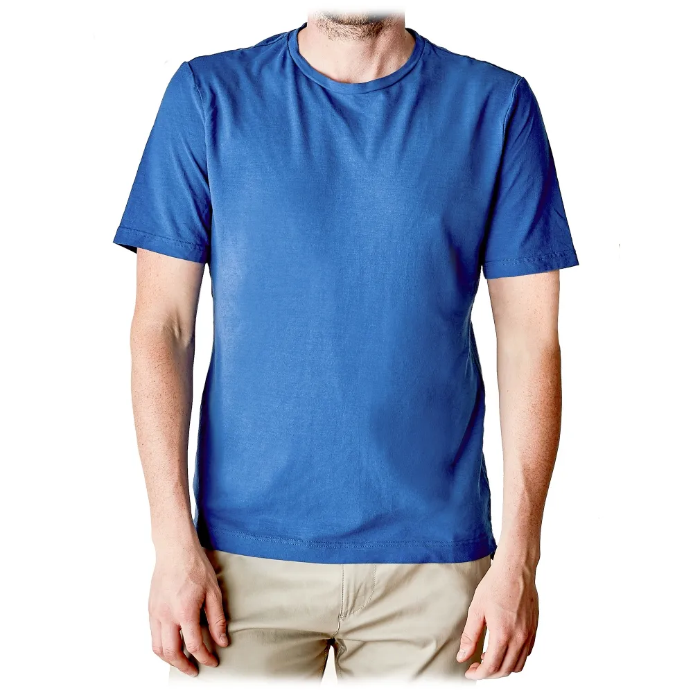 Cruna - T-Shirt Nizza - 573 - Blu Royal - Handmade in Italy - T-Shirt di Alta Qualità Luxury