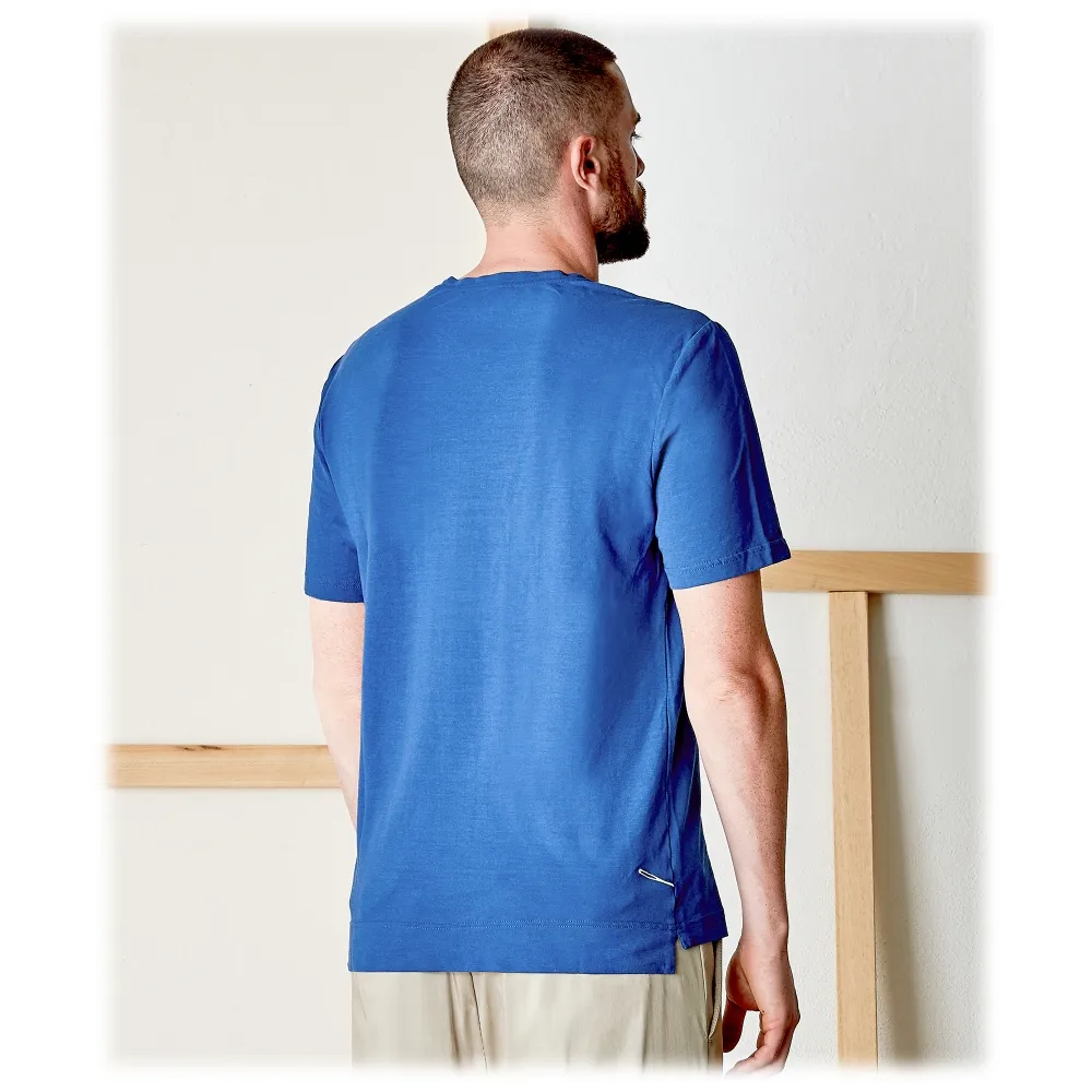 Cruna - T-Shirt Nizza - 573 - Blu Royal - Handmade in Italy - T-Shirt di Alta Qualità Luxury