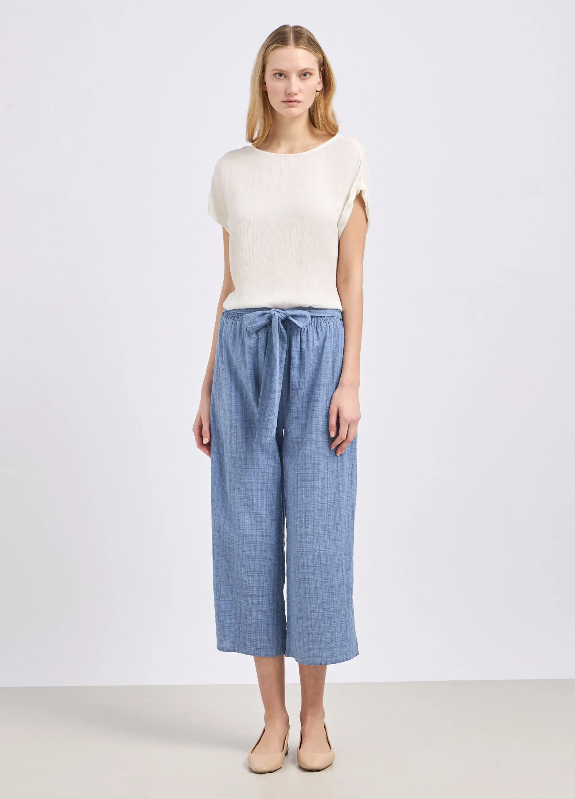 Culotte wide leg in cotone donna
