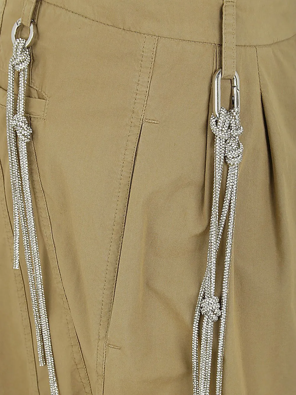 DARKPARK PHEBE CRYSTAL CHAIN ADORNED WIDE-LEG PANTS