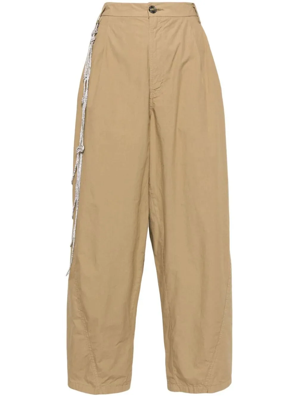 DARKPARK PHEBE CRYSTAL CHAIN ADORNED WIDE-LEG PANTS