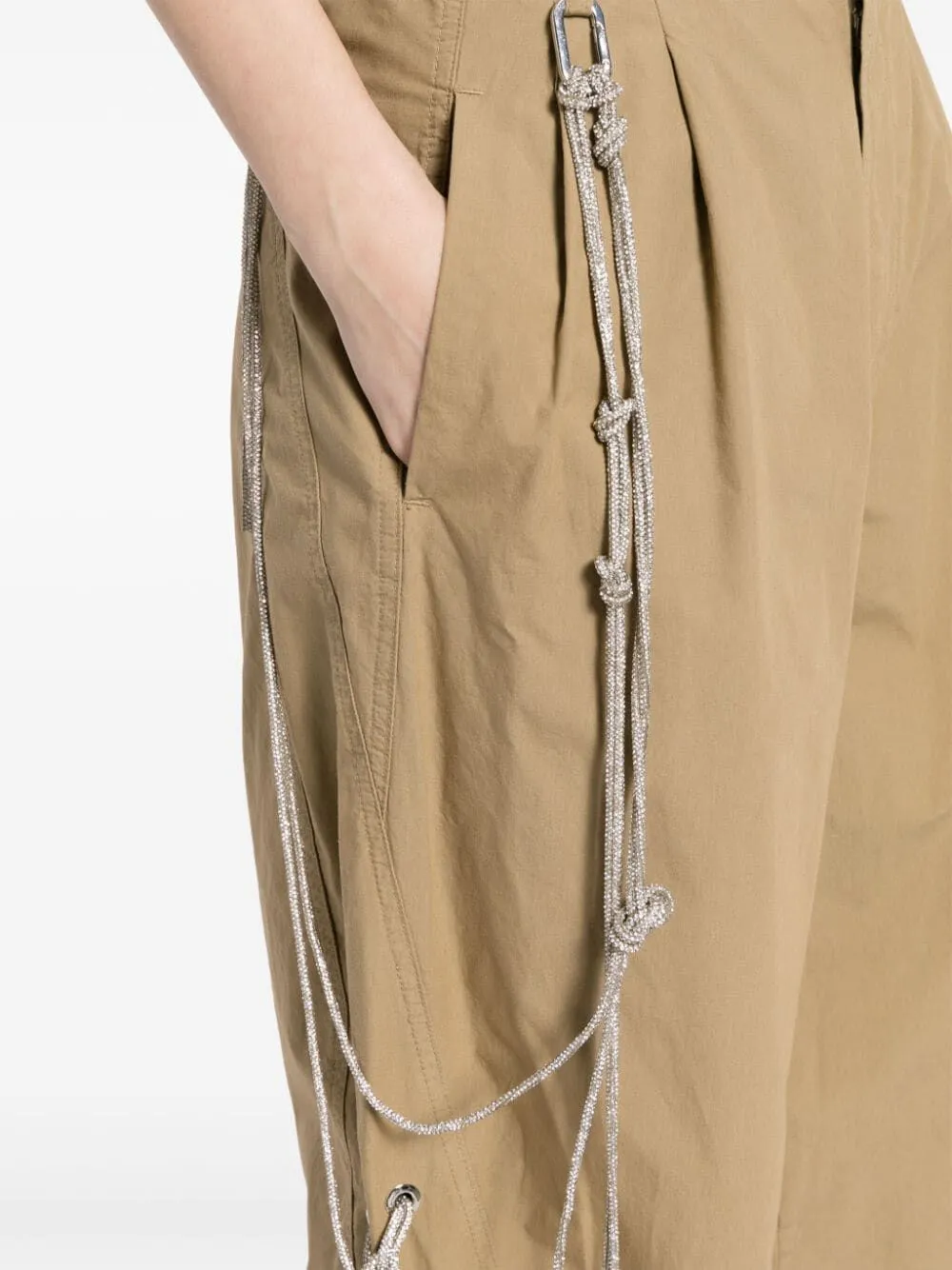 DARKPARK PHEBE CRYSTAL CHAIN ADORNED WIDE-LEG PANTS