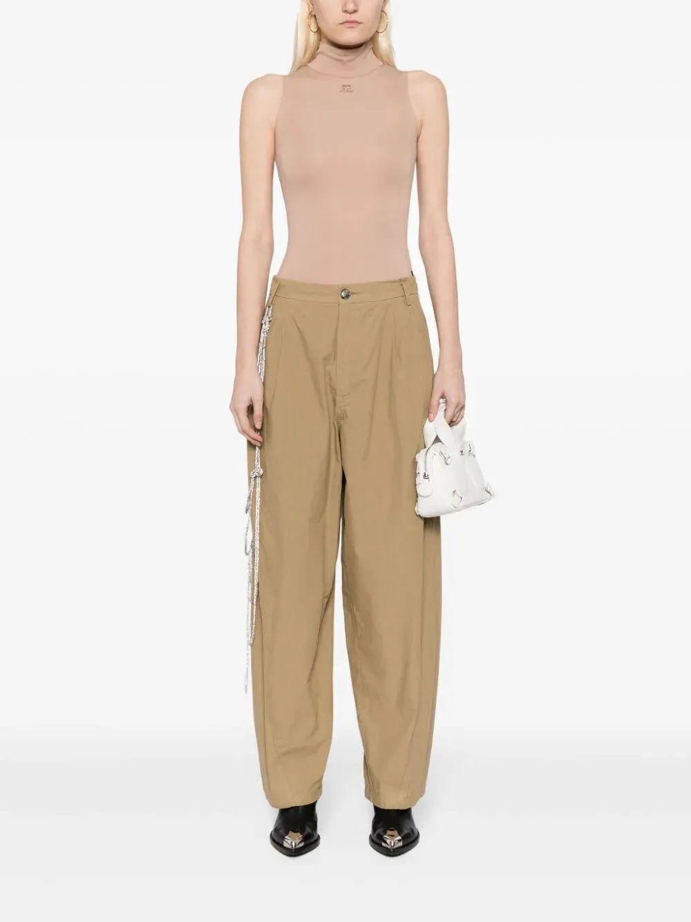 DARKPARK PHEBE CRYSTAL CHAIN ADORNED WIDE-LEG PANTS