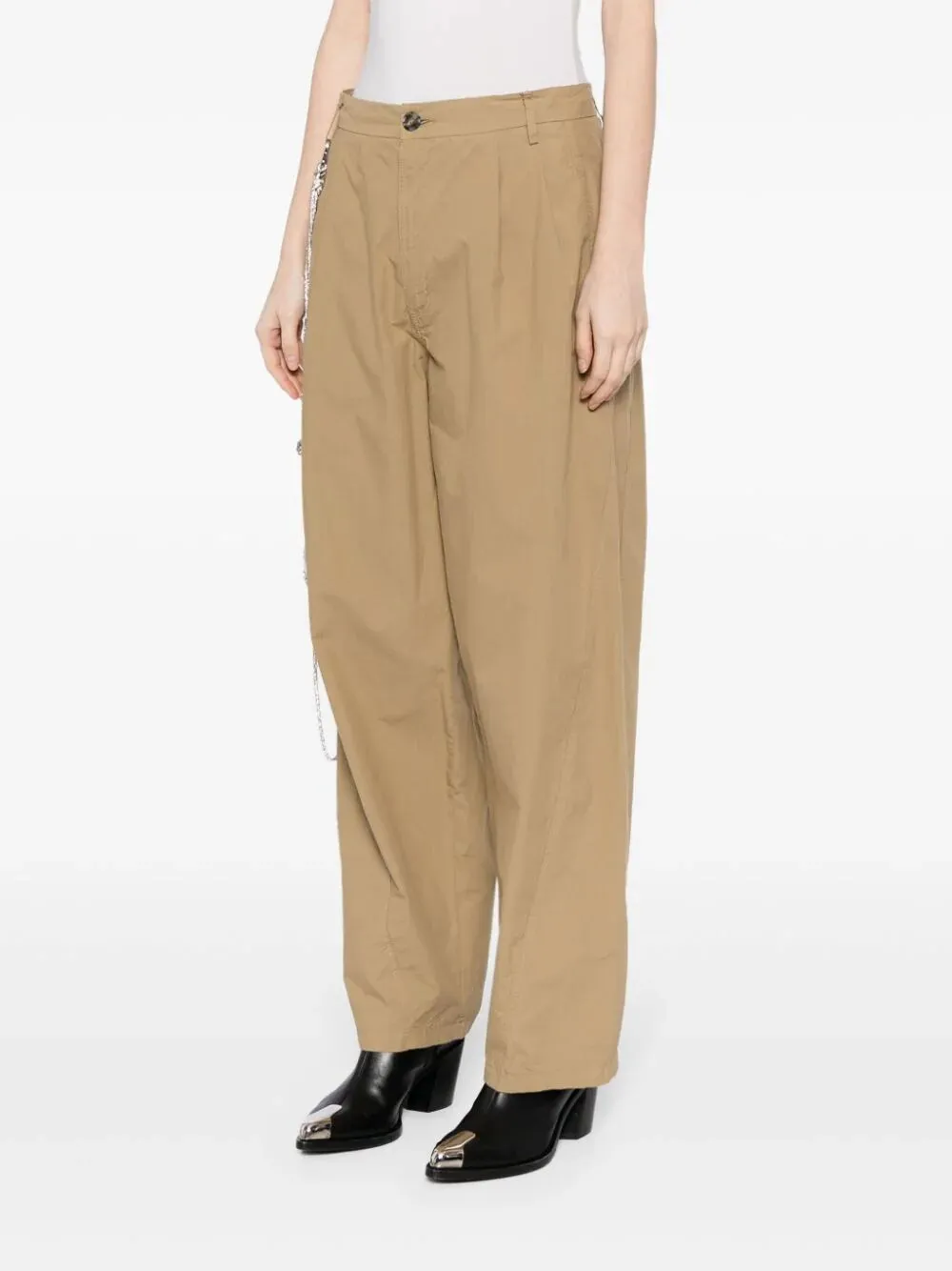 DARKPARK PHEBE CRYSTAL CHAIN ADORNED WIDE-LEG PANTS