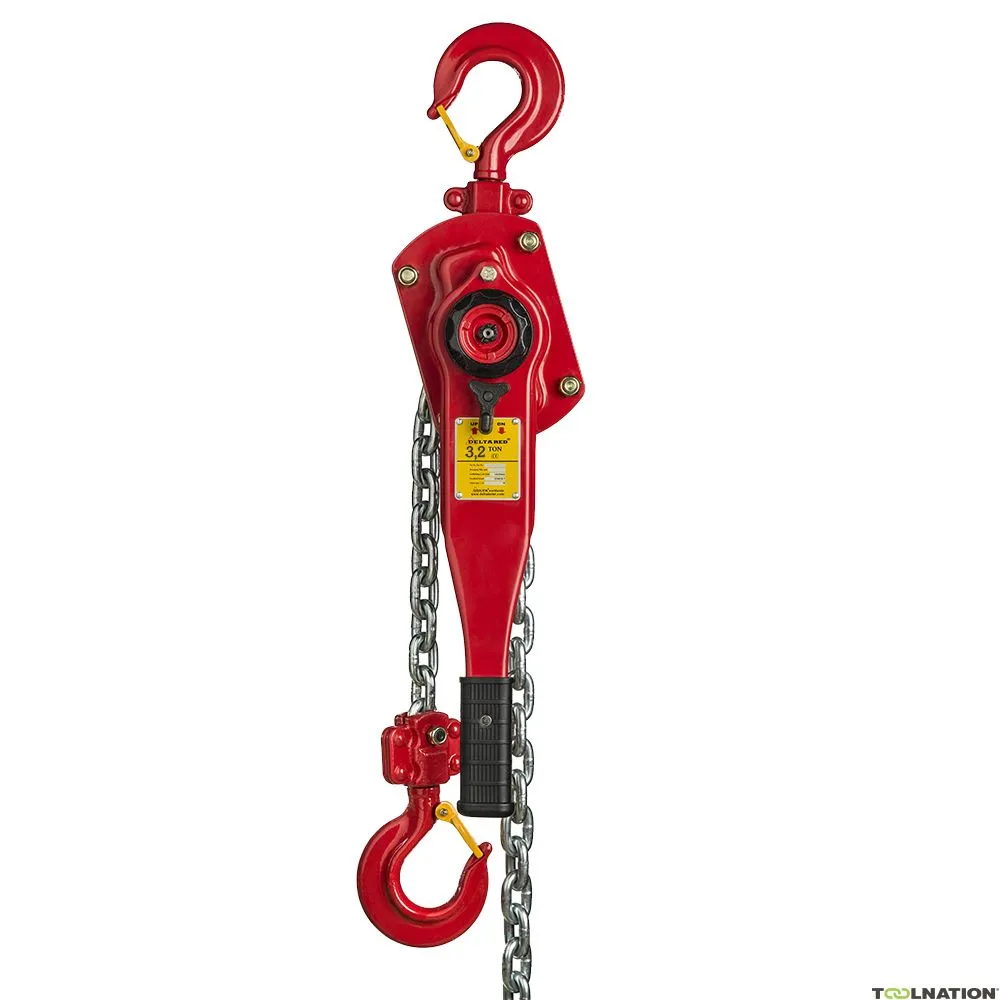 Delta DR.0.0523201.5.OP RED - Paranco a cricchetto Premium - 3,2 tonnellate - con protezione da sovraccarico - con altezza di so
