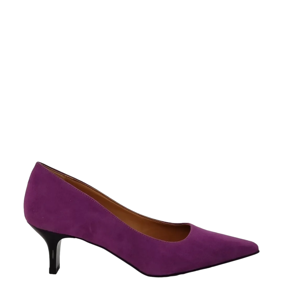 Décolleté in camoscio fuxia con tacco a vela basso F/W