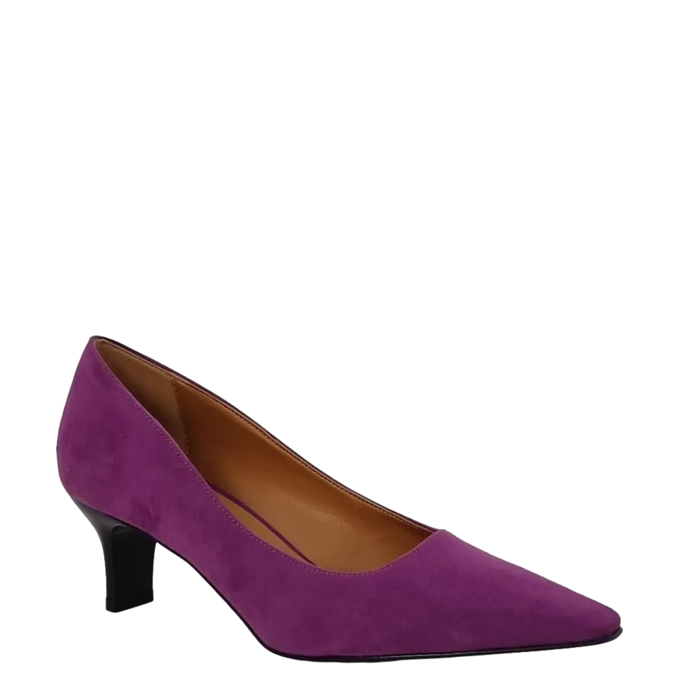 Décolleté in camoscio fuxia con tacco a vela basso F/W