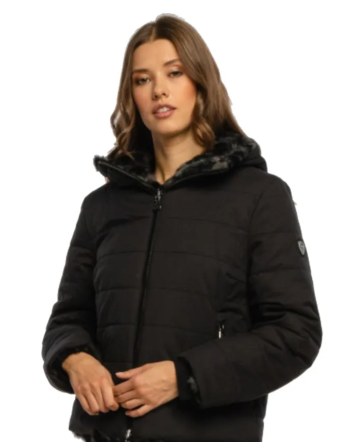 EA7 Armani Giacca Corta Donna 6KTB28 TN6AZ A-ET Reversibile Pelliccia Nera 1200 BLACK