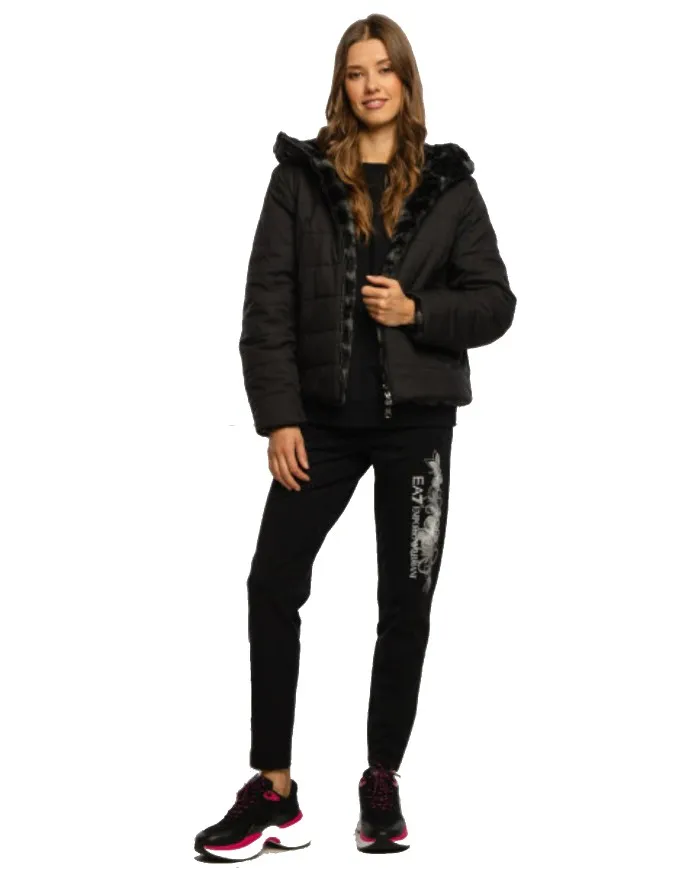 EA7 Armani Giacca Corta Donna 6KTB28 TN6AZ A-ET Reversibile Pelliccia Nera 1200 BLACK