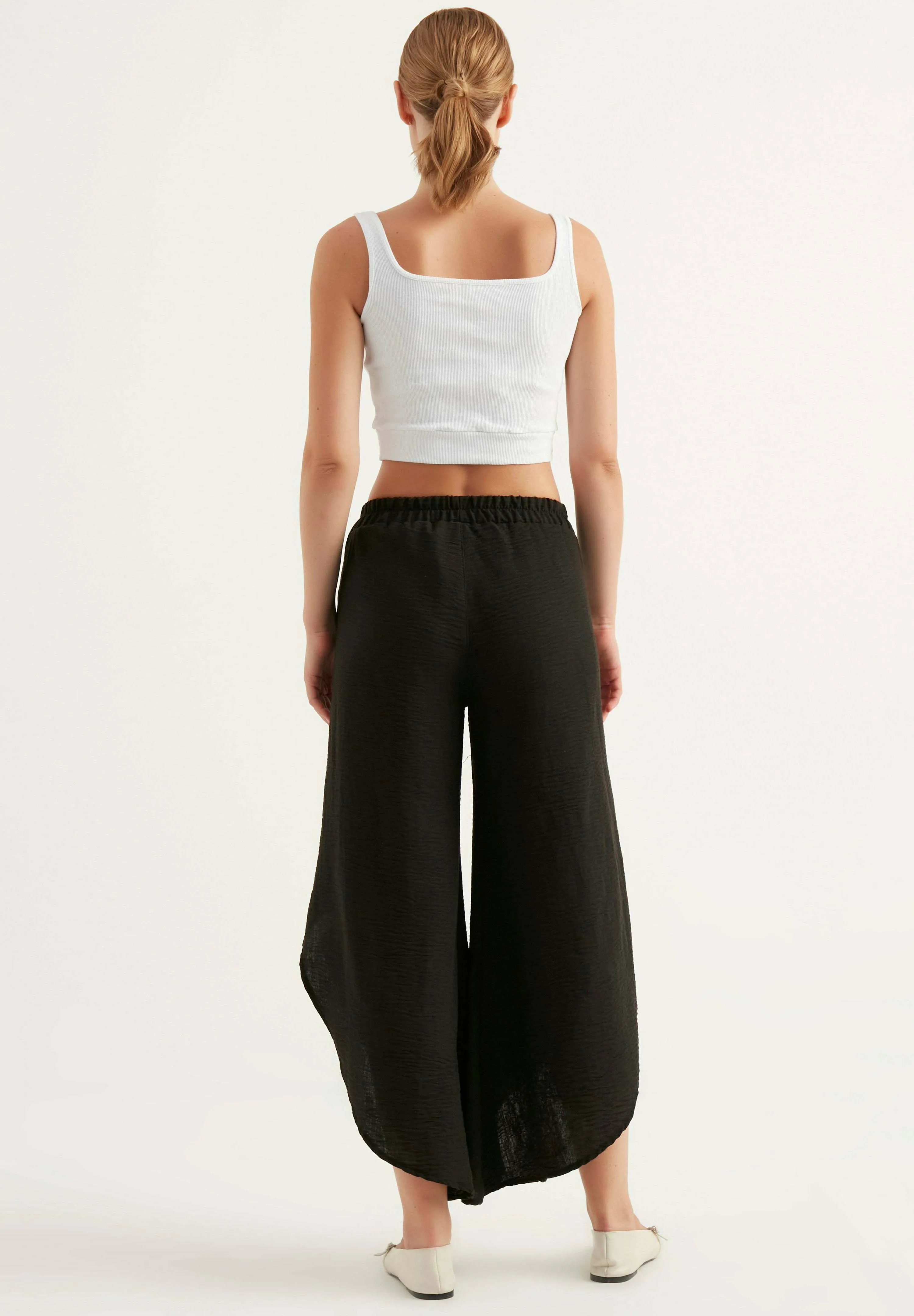 ELASTIC WAIST WIDE LEG - Pantaloni