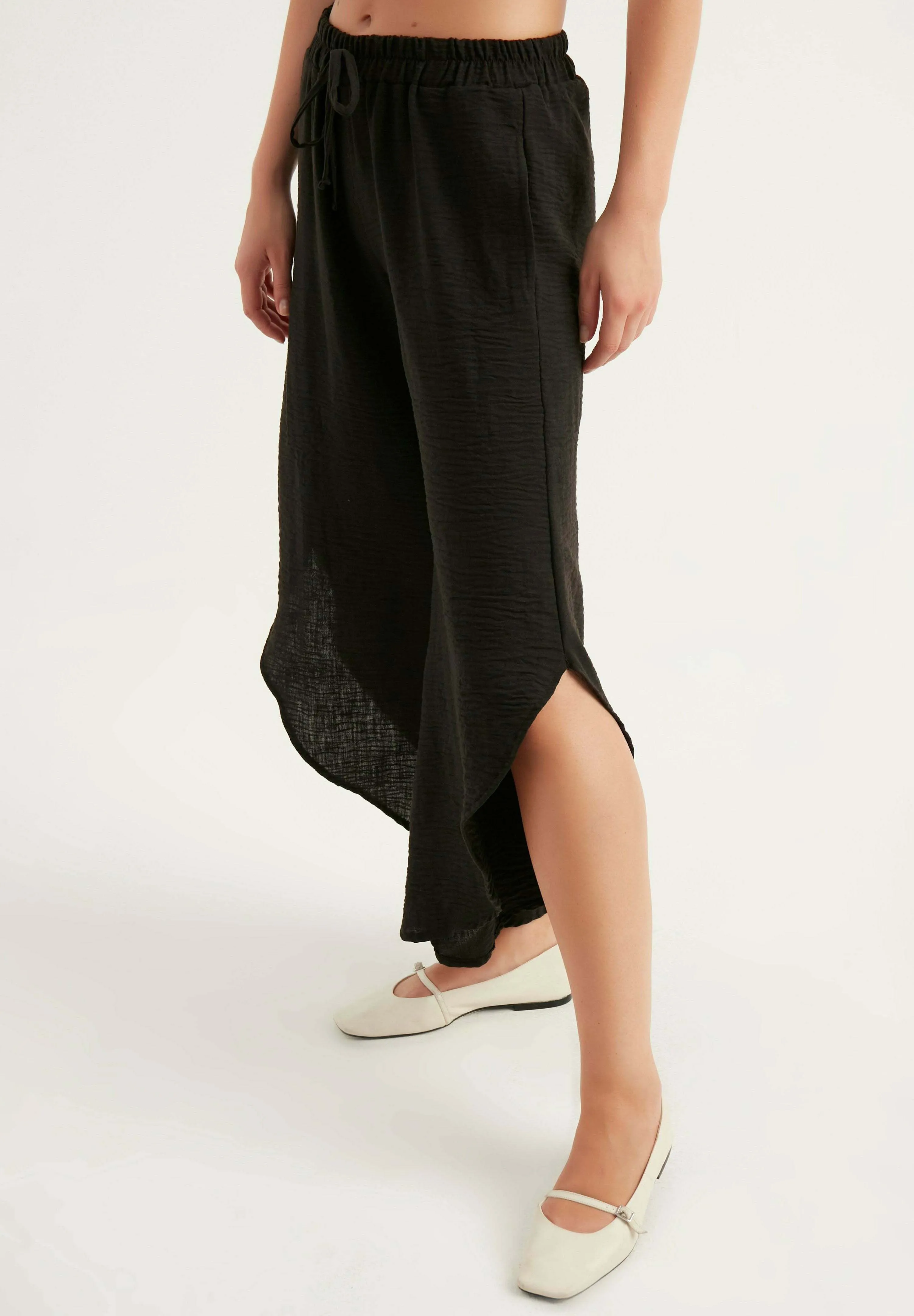 ELASTIC WAIST WIDE LEG - Pantaloni