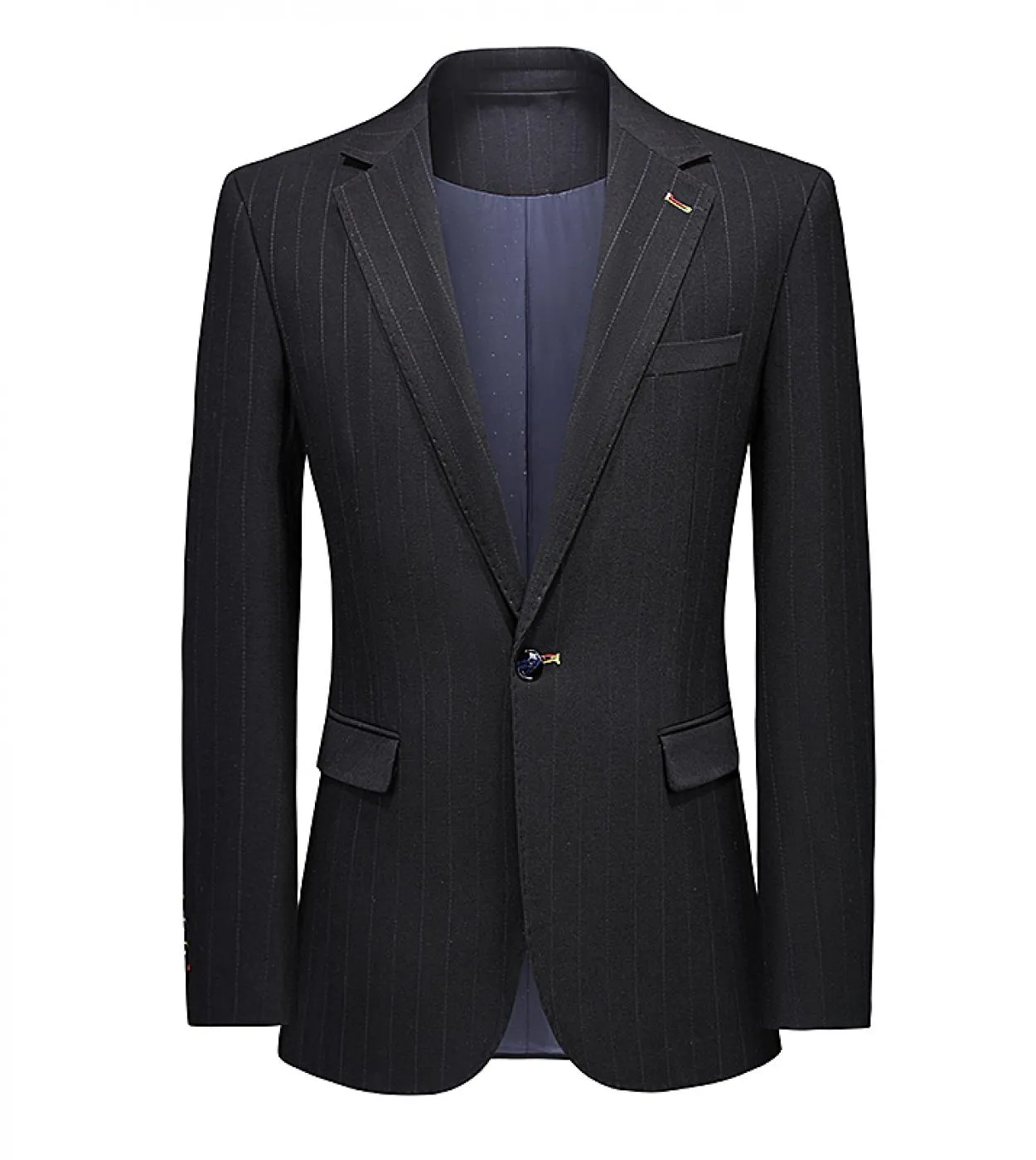 Elegante giacca da uomo slim fit giacca da uomo di alta qualità giacca a righe blu primavera autunno indietro due spacchi abito