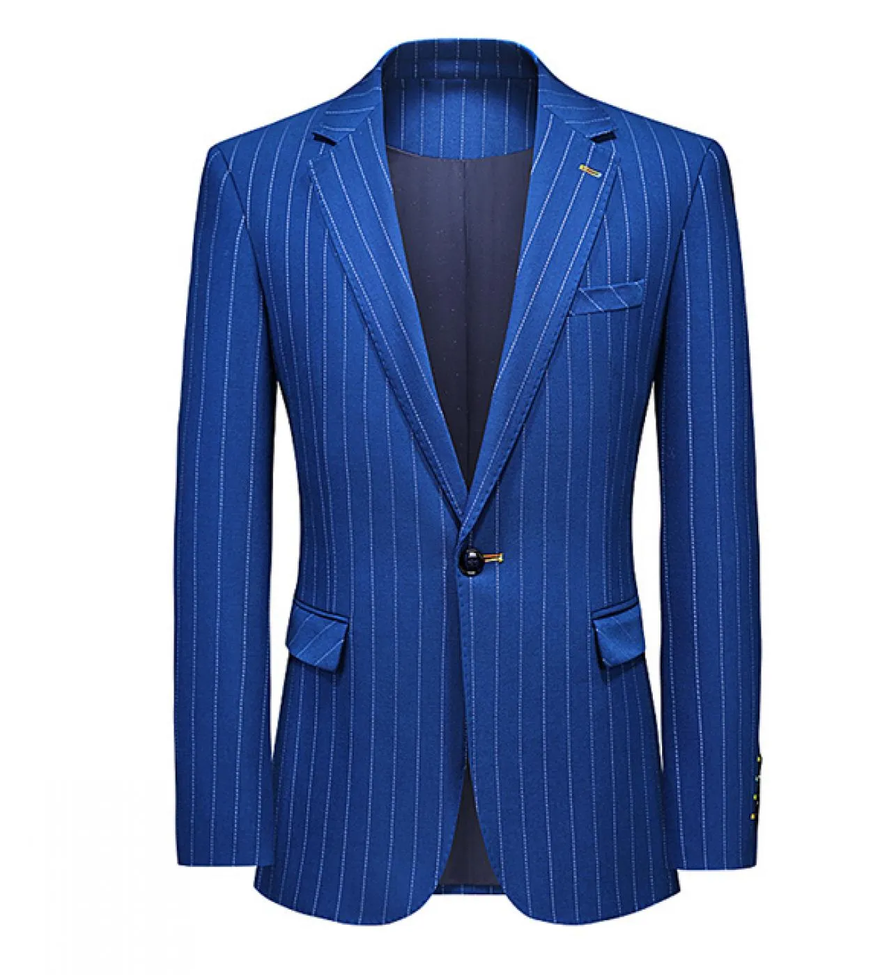 Elegante giacca da uomo slim fit giacca da uomo di alta qualità giacca a righe blu primavera autunno indietro due spacchi abito